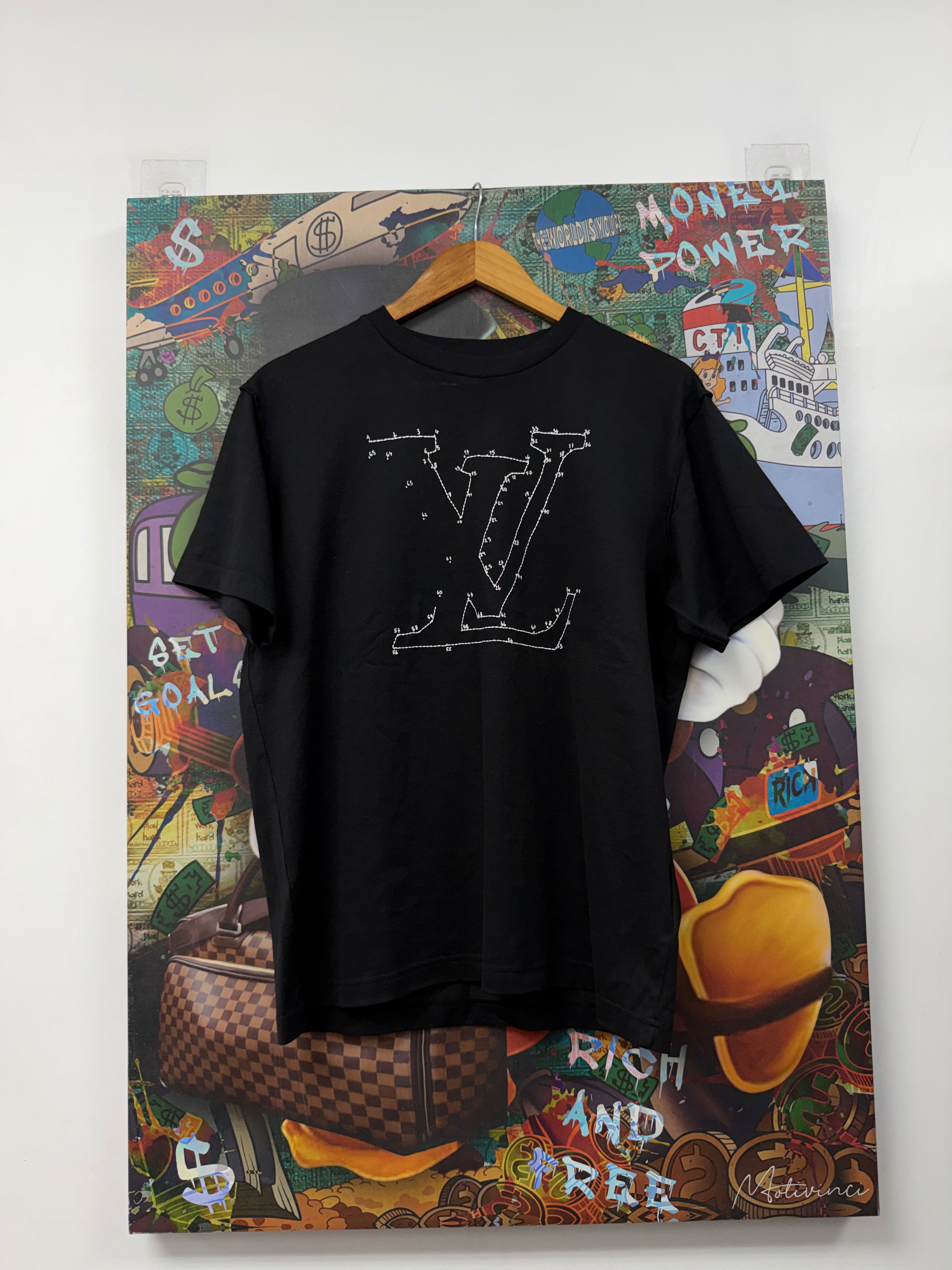 Louis Vuitton Black LV Stitch Embroidered Tee