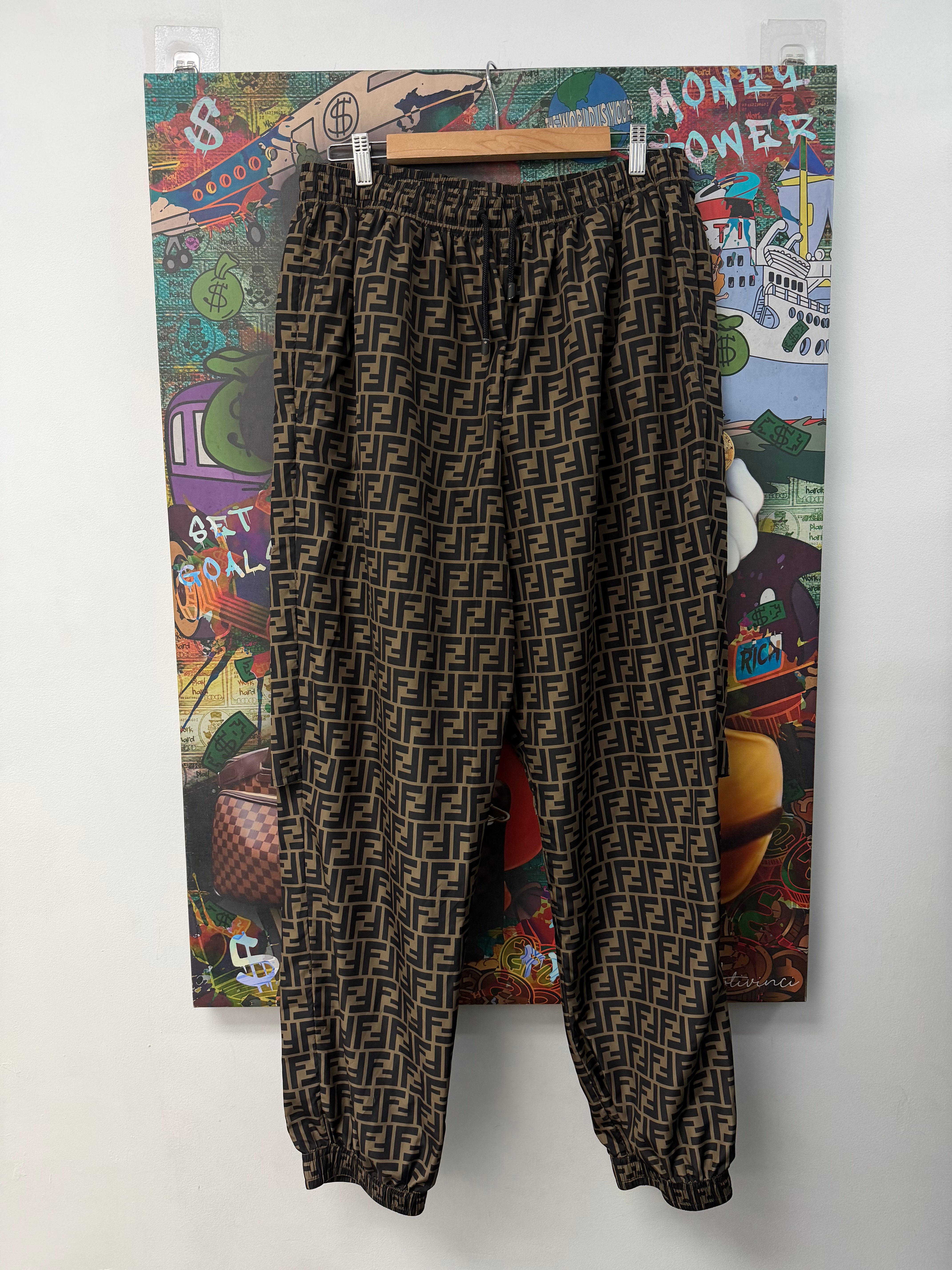 Fendi Brown FF Monogram (EU 56) Track Pants