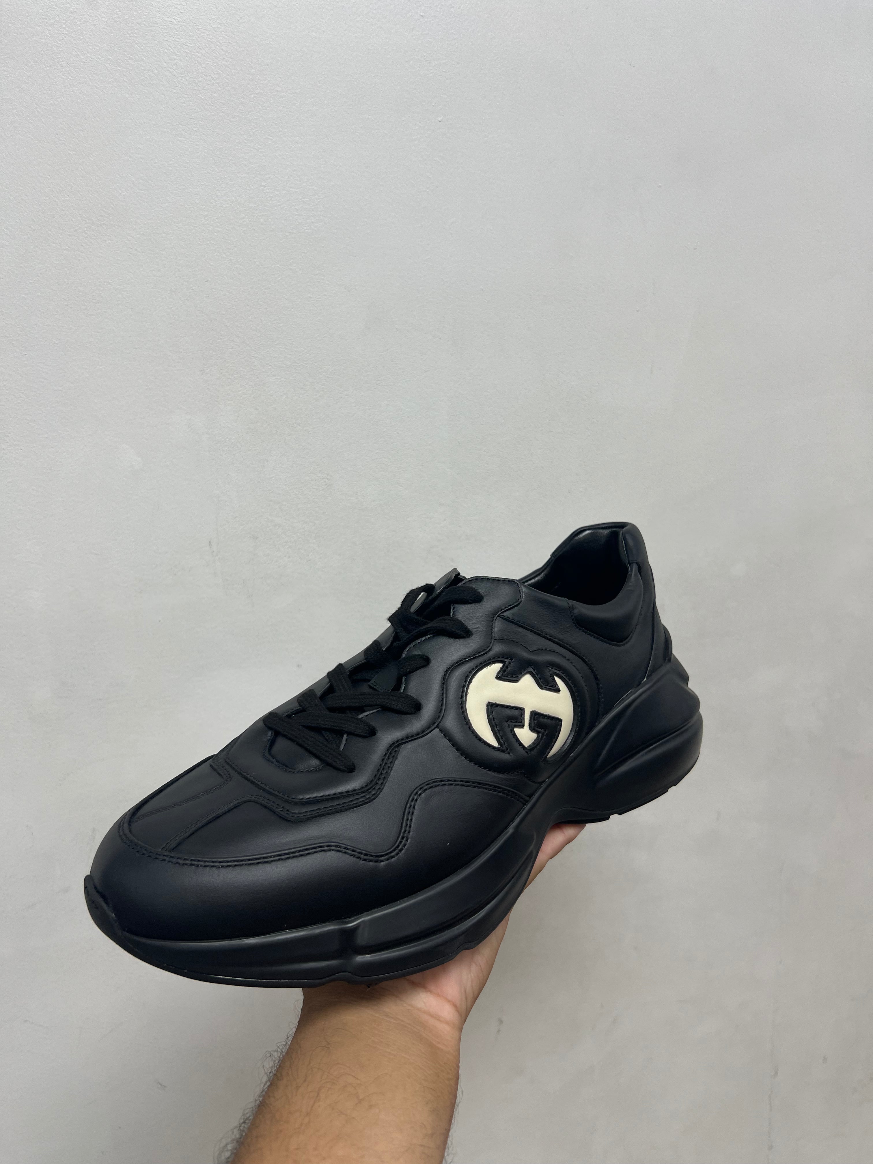 Gucci Black Cream GG Rython Sneakers