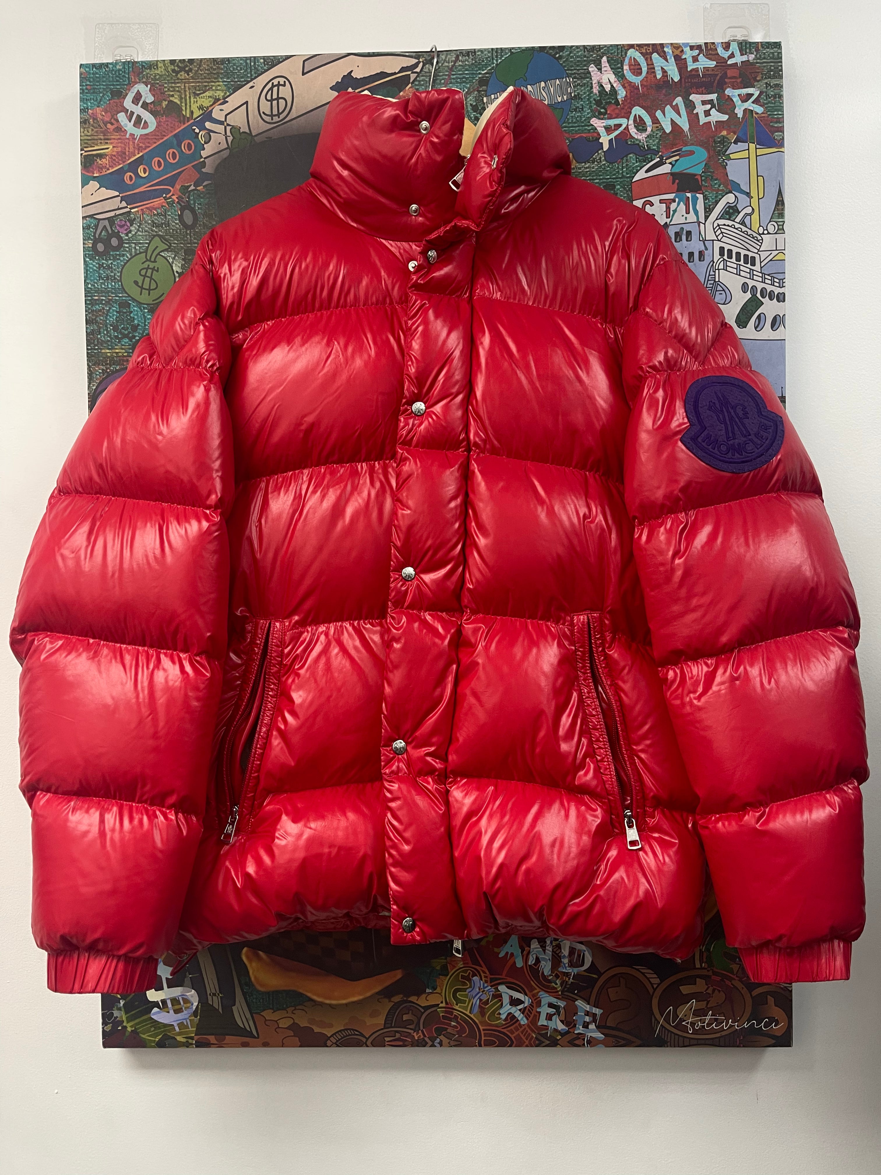 Moncler Red Purple Patch Puffer Jacket