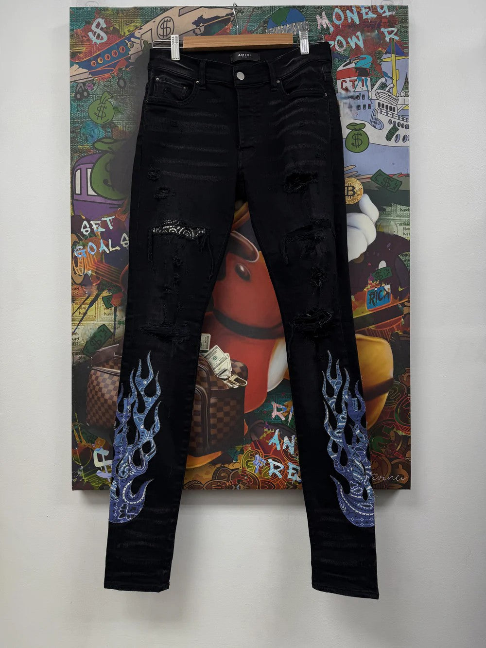 Amiri Flames Bandana Black & Blue Jeans