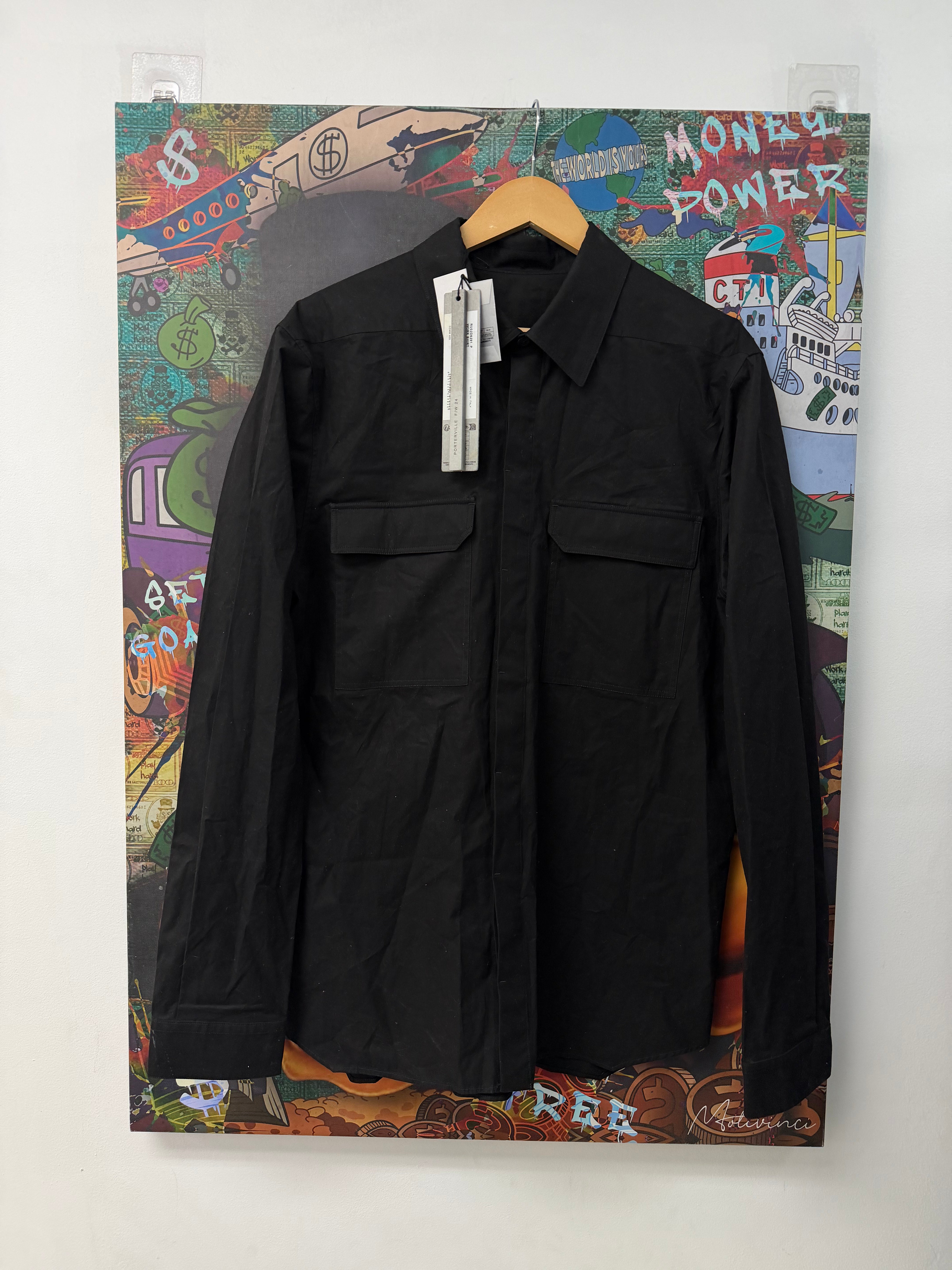 Rick Owens Black Shirt Button Up