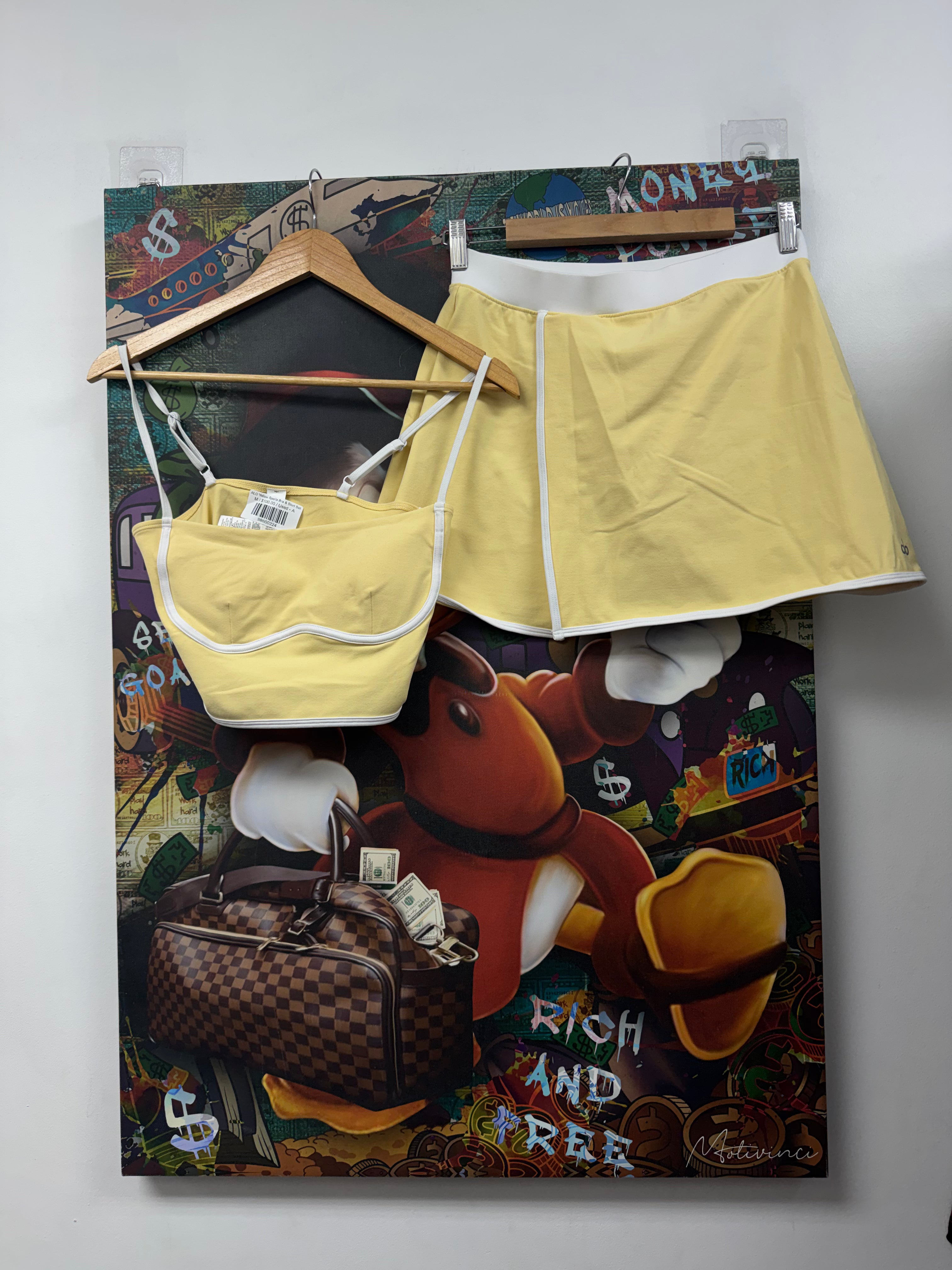 ALO Yellow Sports Bra & Skirt Set