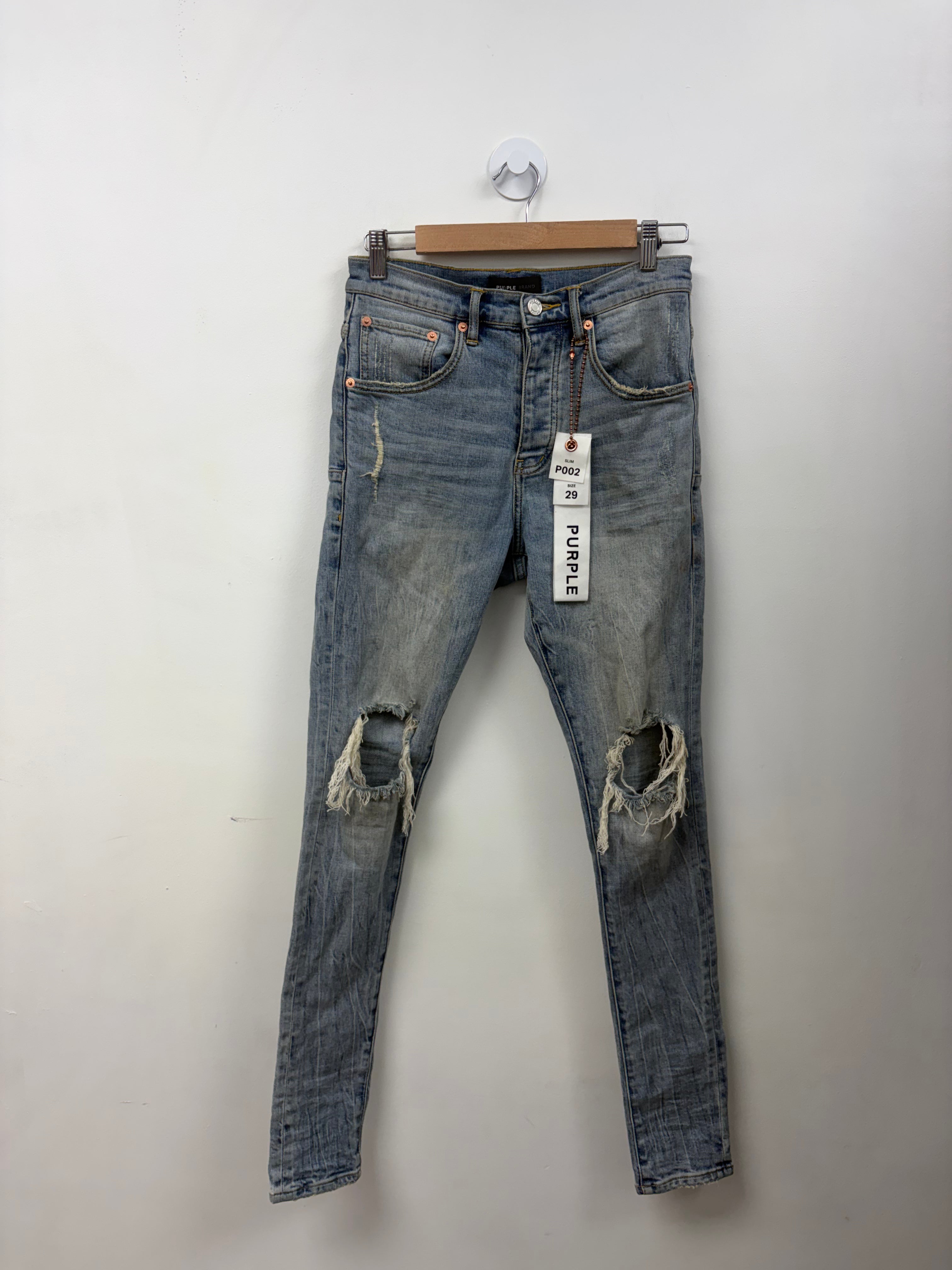 Purple Brand Light Wash Ripped Jeans