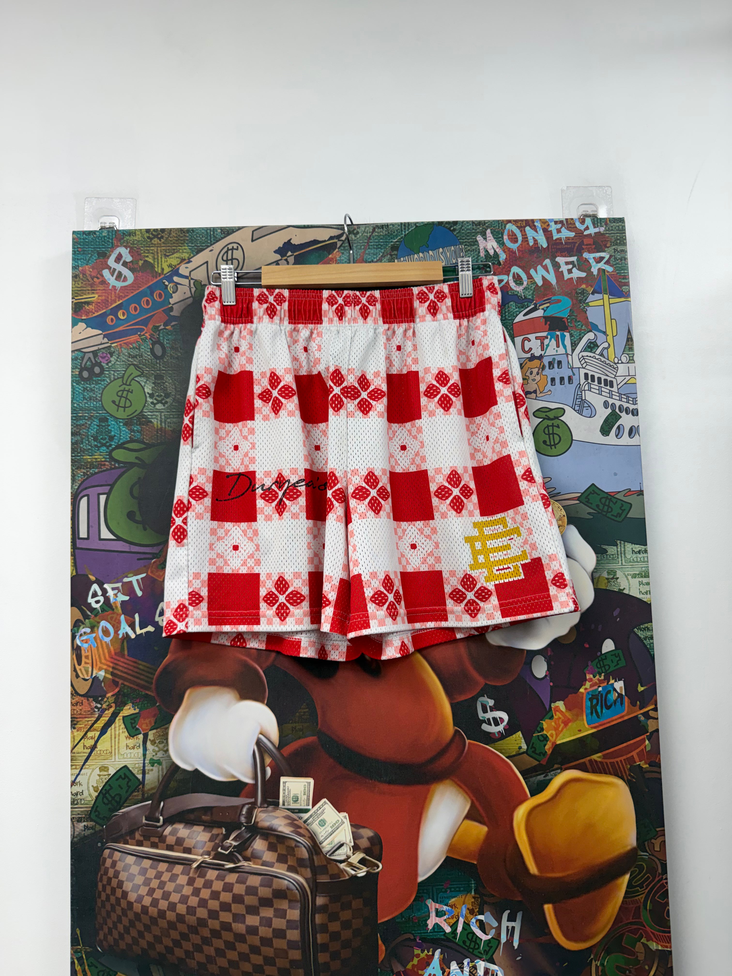 Eric Emanuel Red White Checkered Shorts