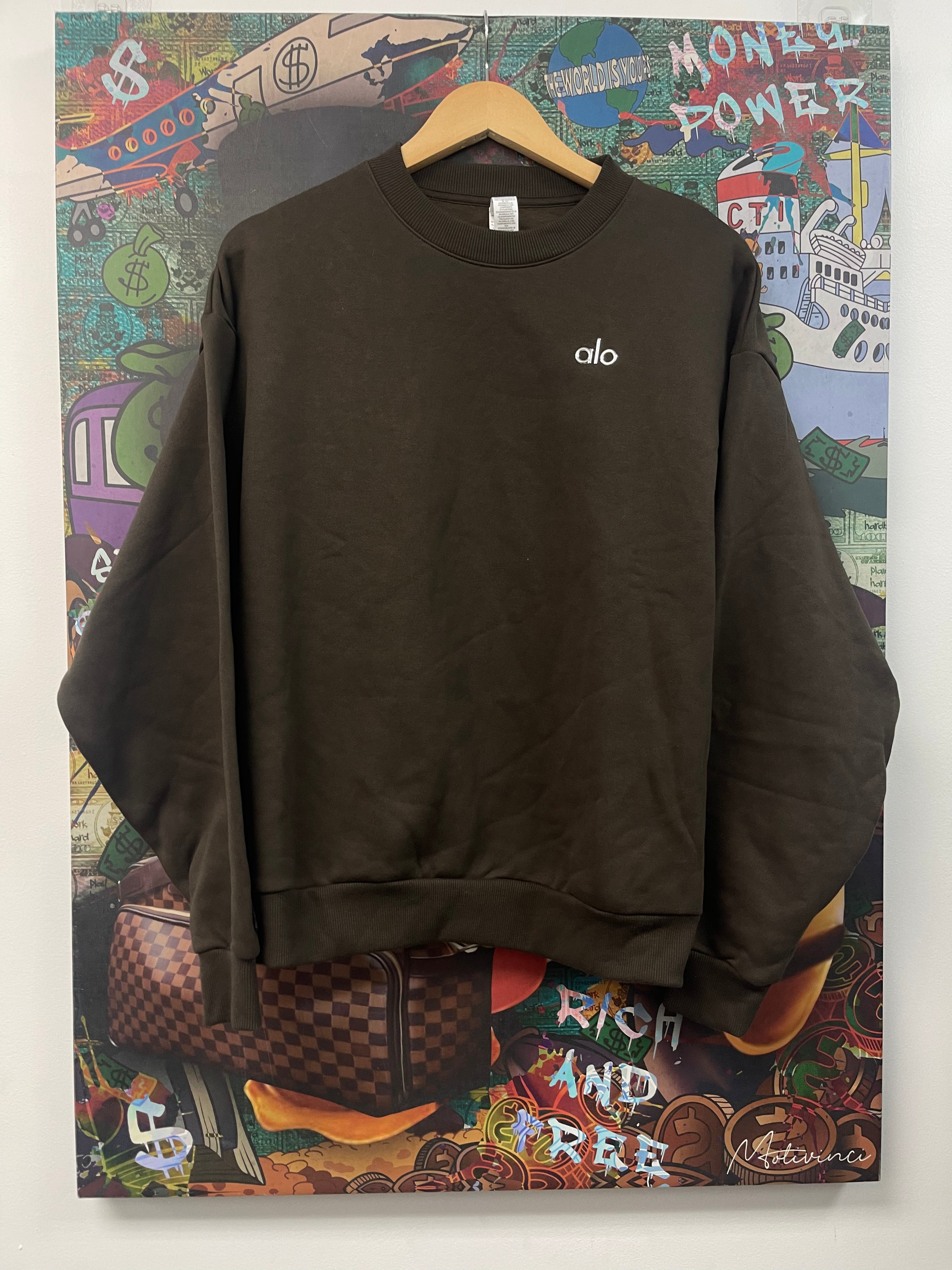 ALO Brown Logo Crewneck