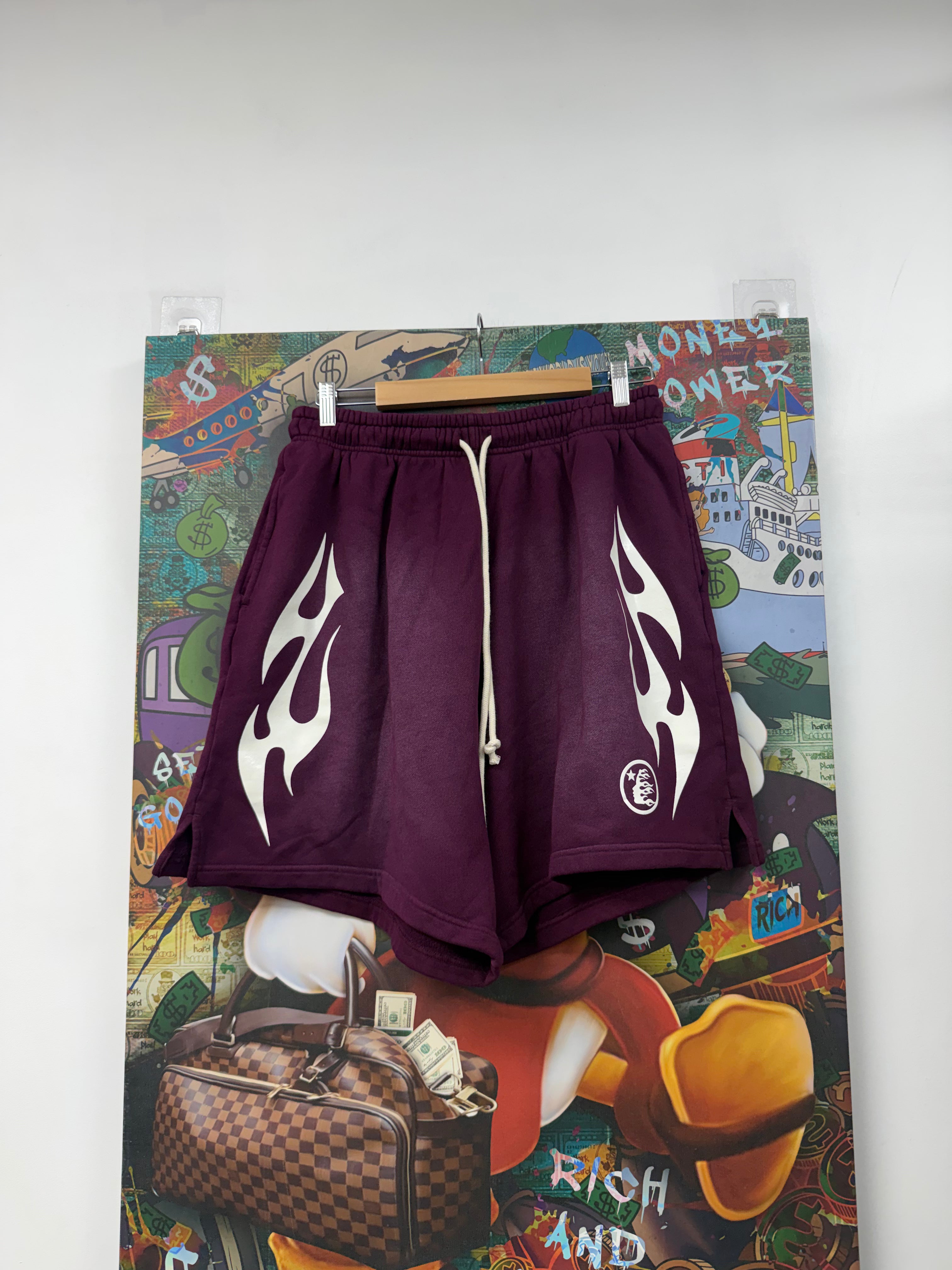 Hellstar Maroon Future Flames Shorts