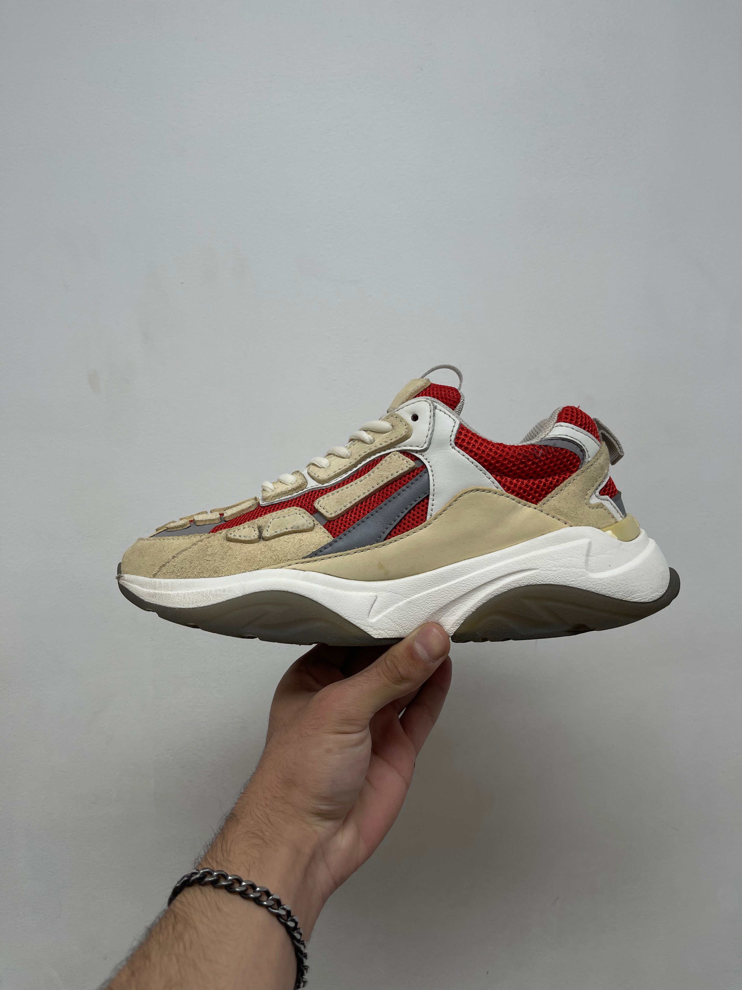 Amiri Cream Red Bone Runner Sneakers