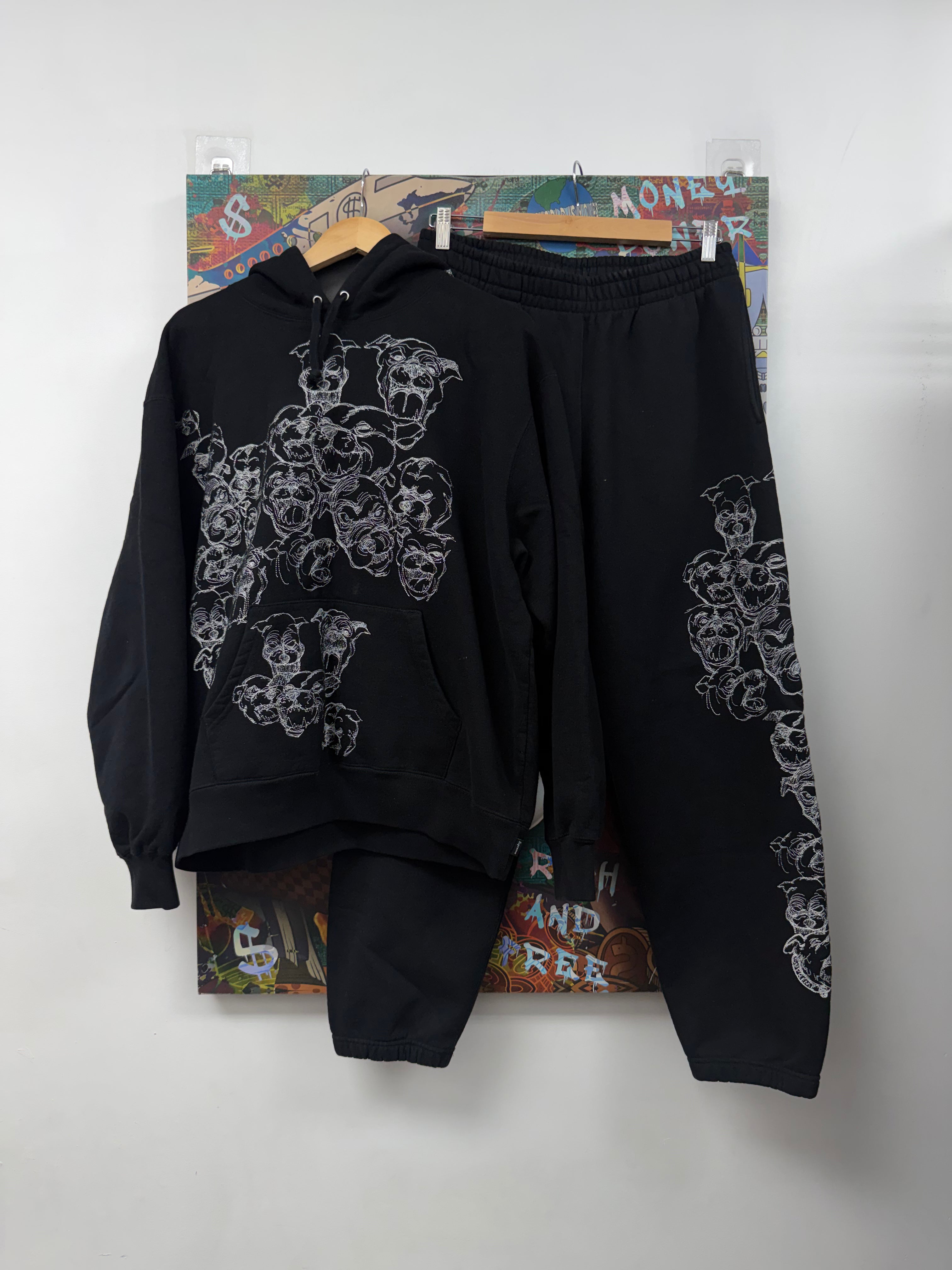 Supreme Black Pitbulls Embroidered Sweatsuit