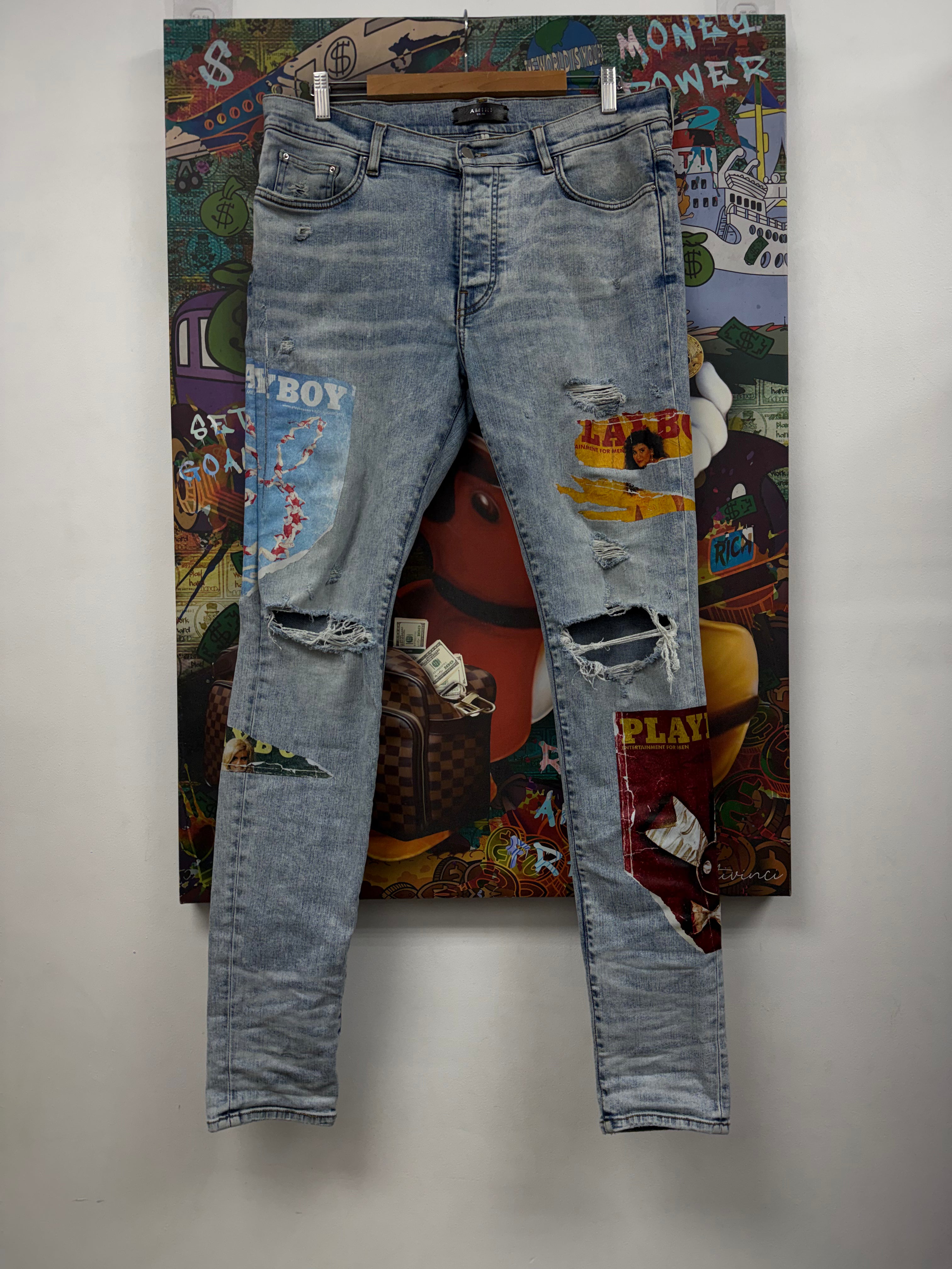 Amiri Light Wash Playboy Magazine Jeans