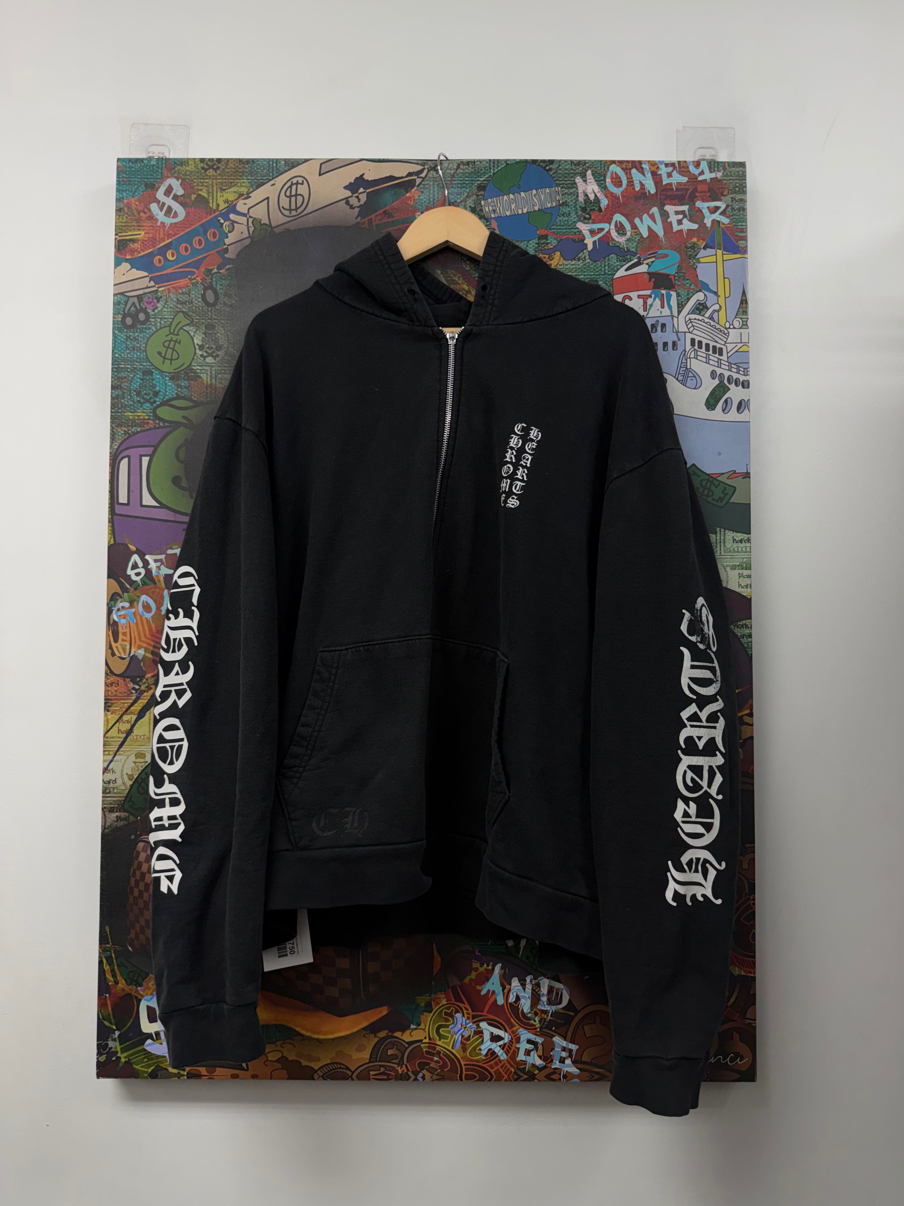 Chrome  Hearts Black Vertical Logo (Flawed Zipper) Zip Up