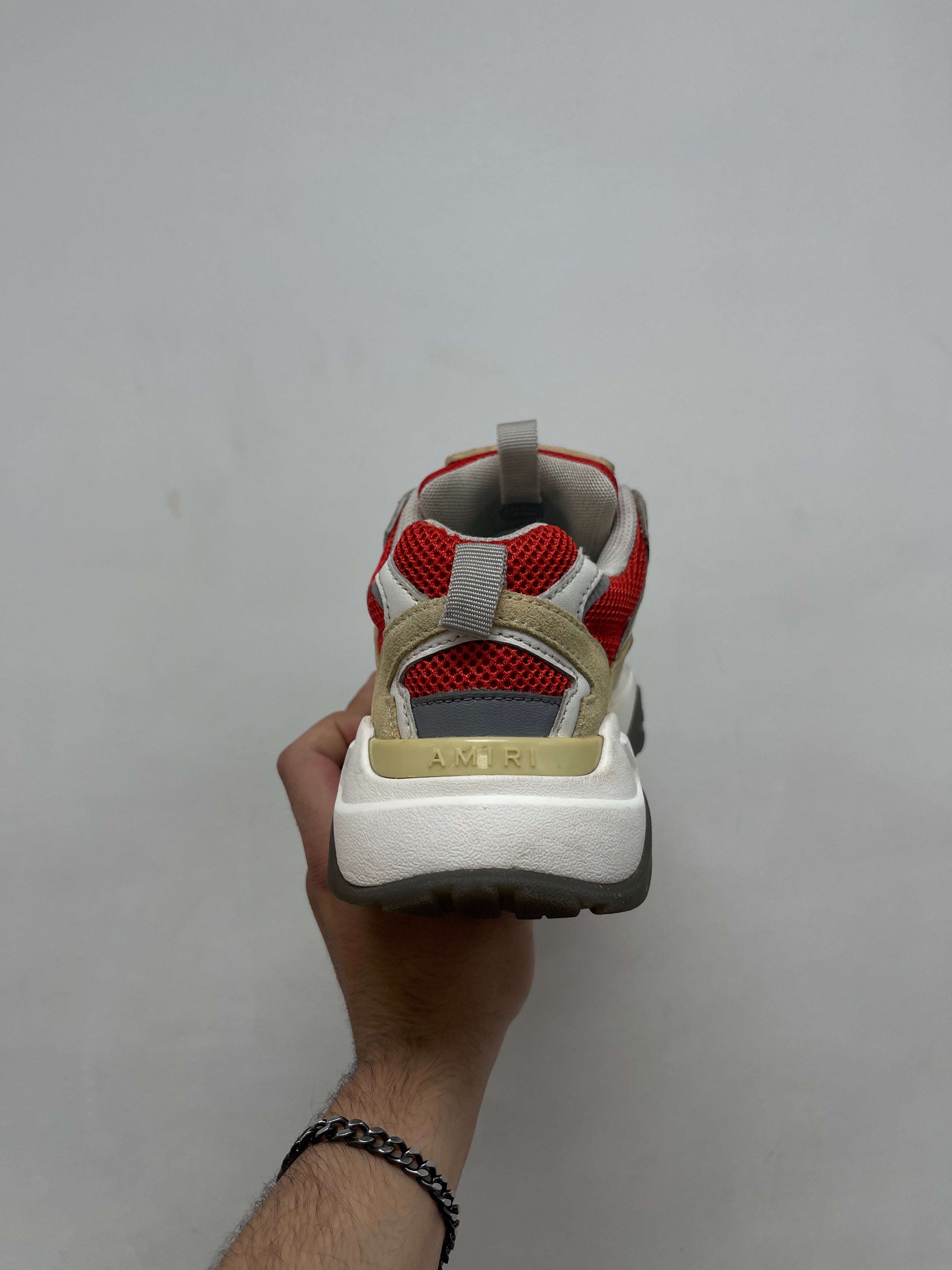 Amiri Cream Red Bone Runner Sneakers
