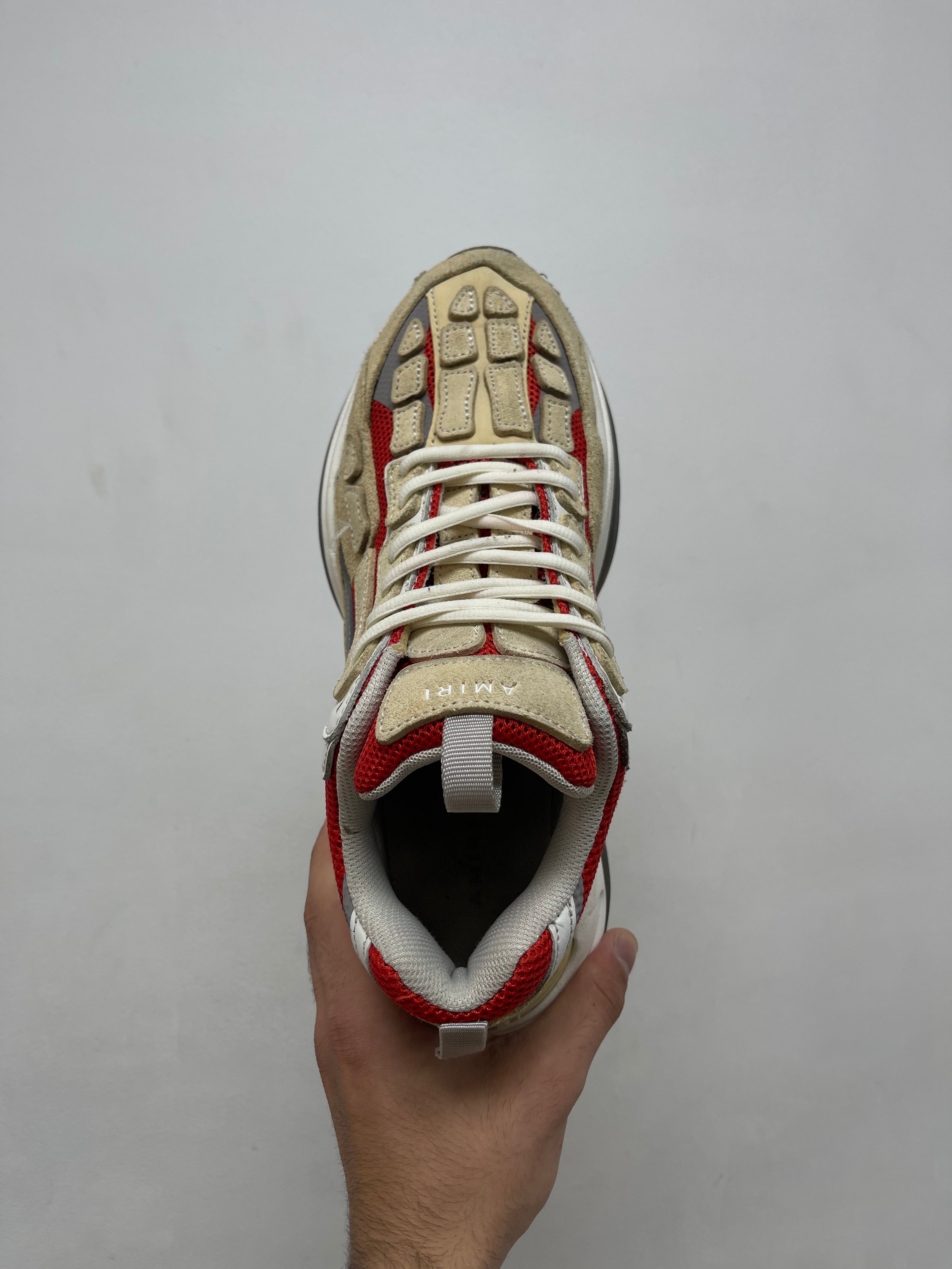 Amiri Cream Red Bone Runner Sneakers