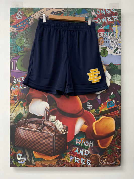 EE Navy Yellow Shorts New Large In Plastic