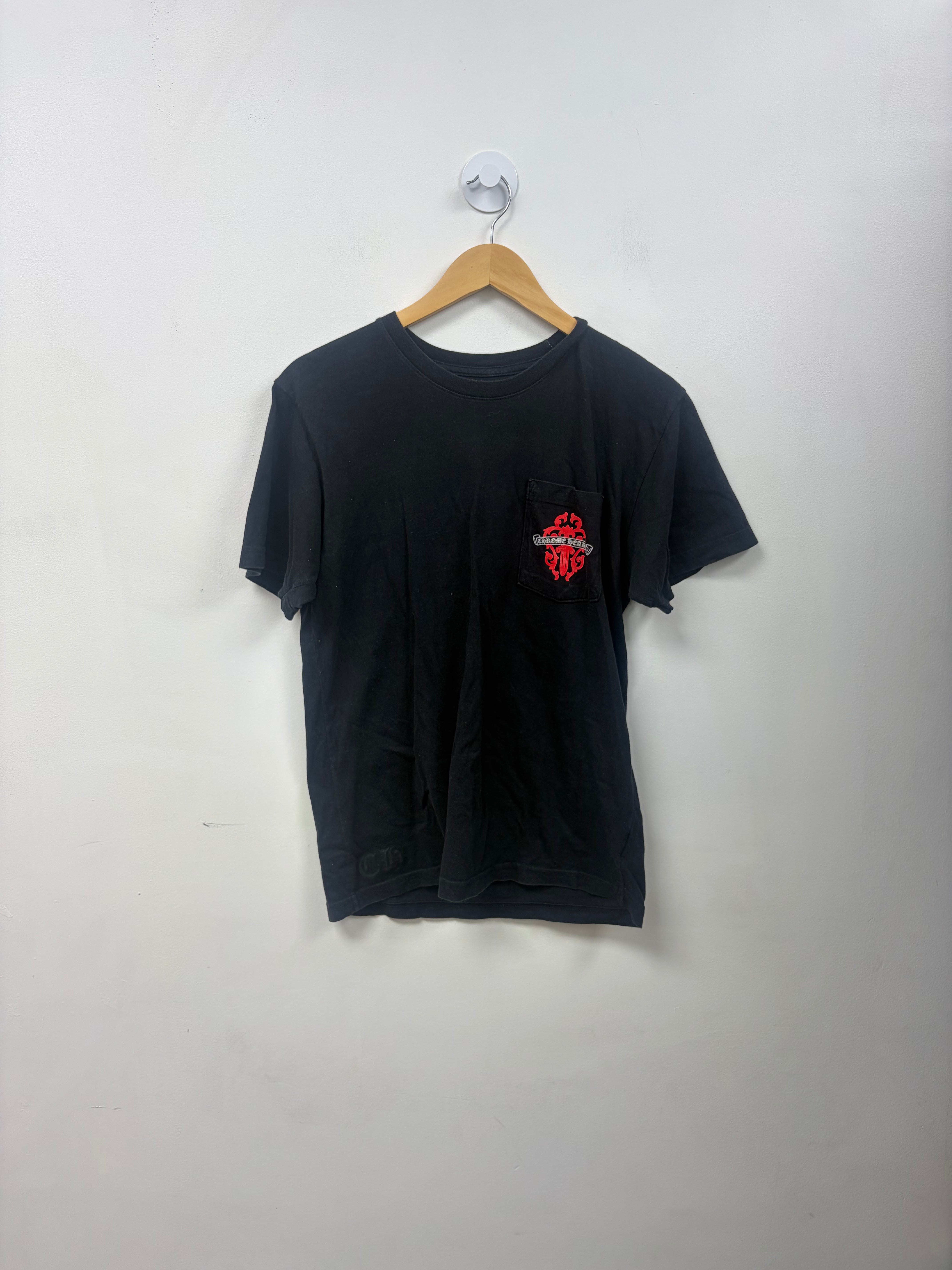 Chrome  Hearts Black Red Dagger Logo Tee