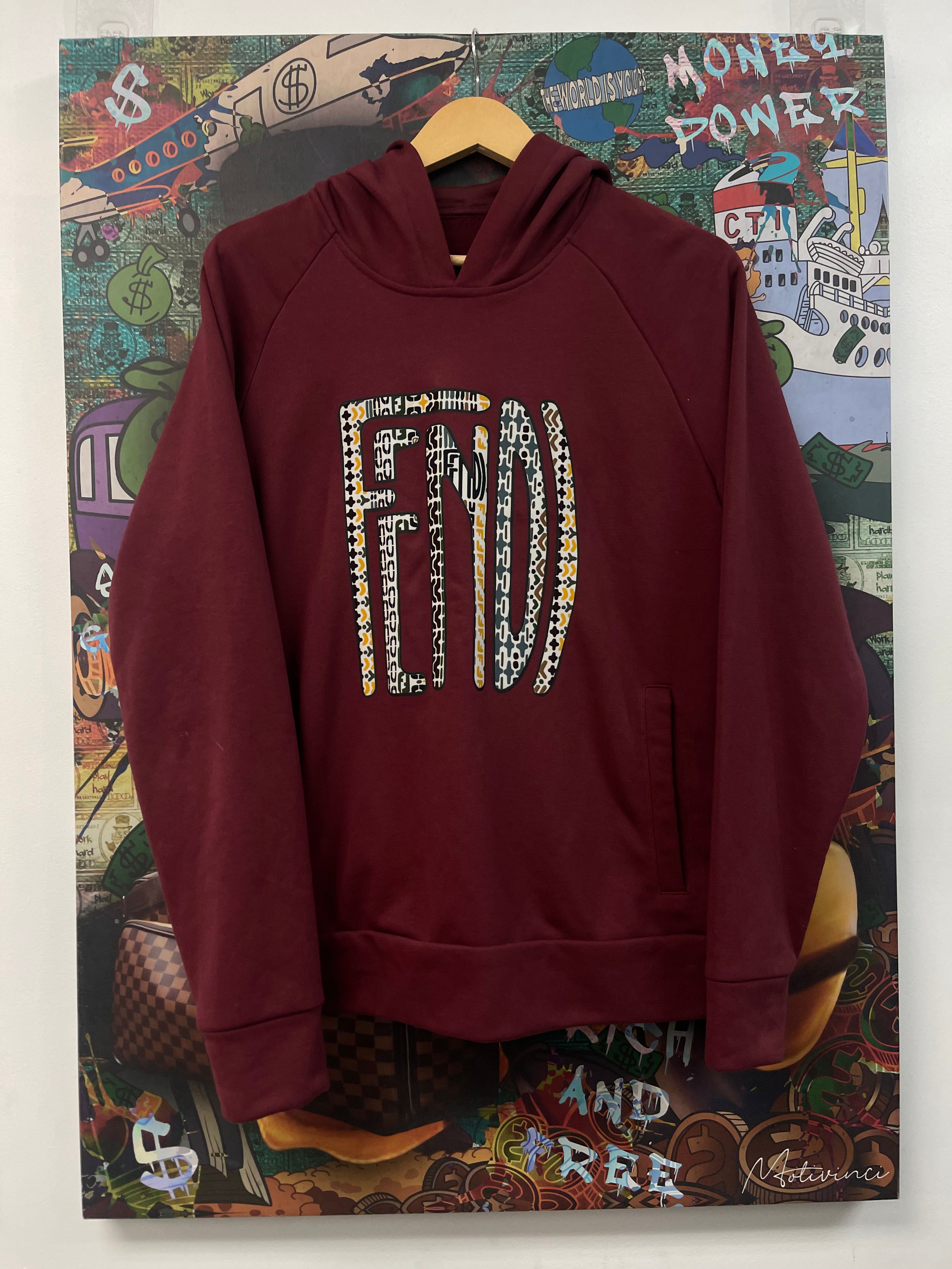 Fendi Burgundy Logo Hoodie