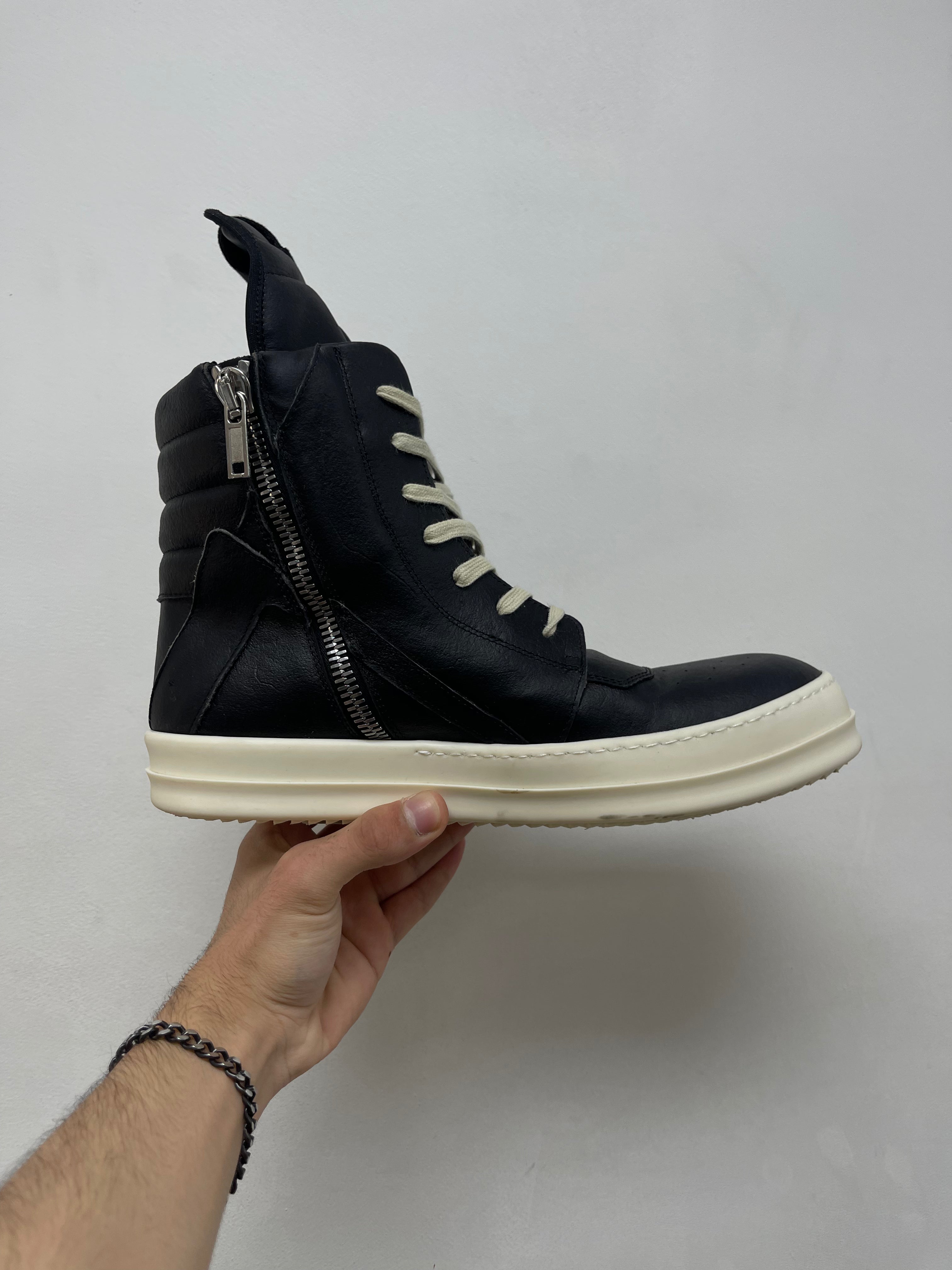 Rick Owens Black Black Milk Geobasket Sneakers