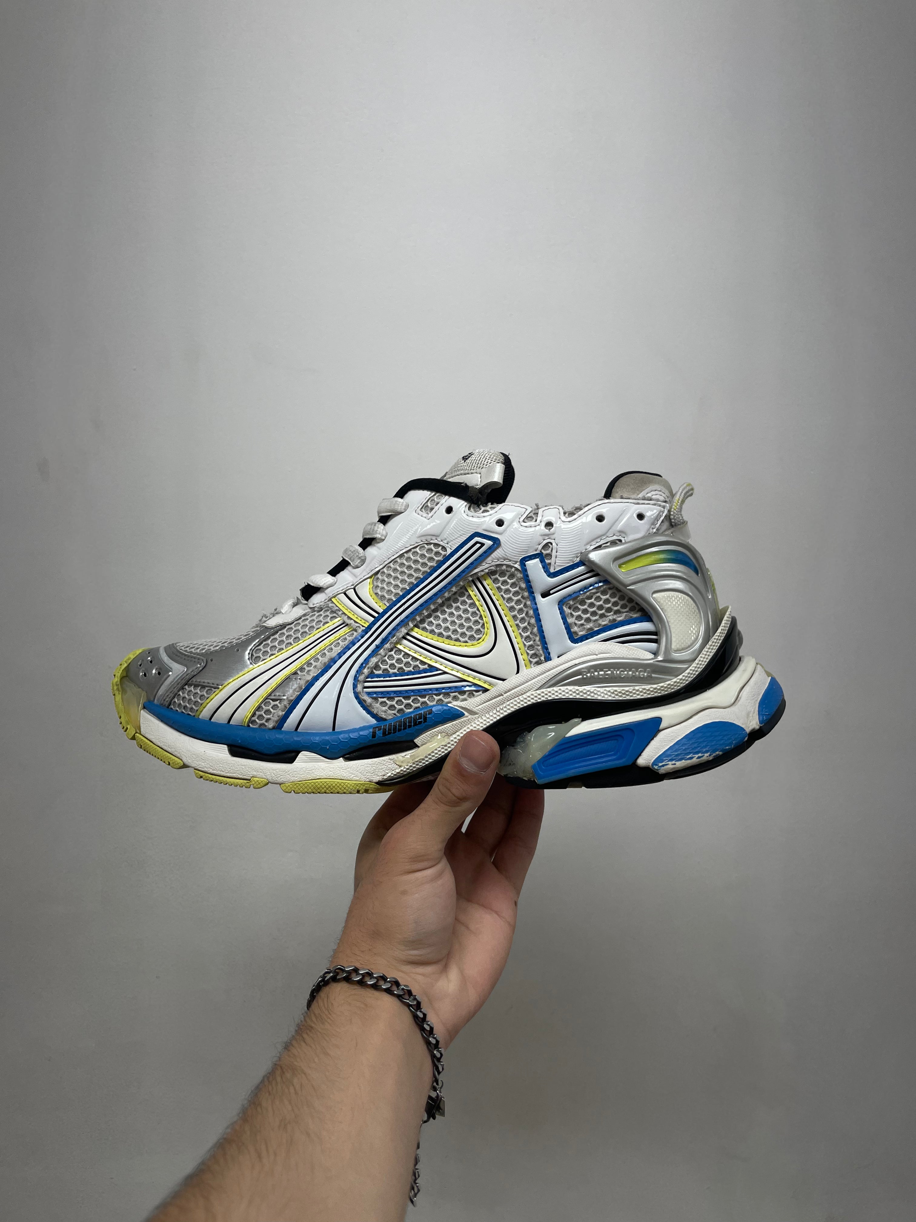 Balenciaga Blue Yellow Runner Sneakers