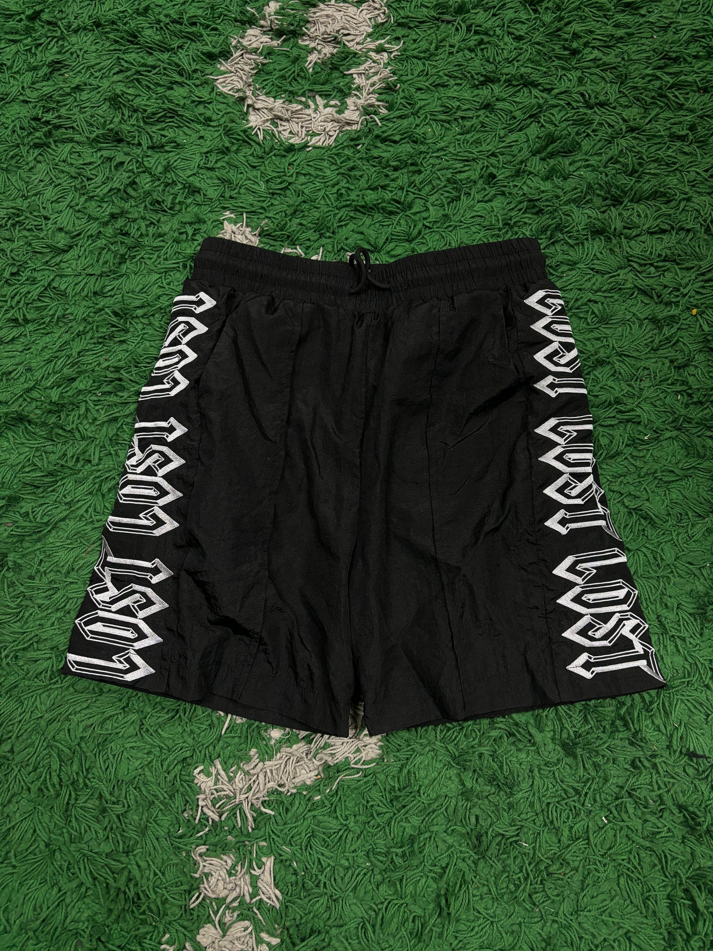 LOST Track Shorts Black Silver Used XS