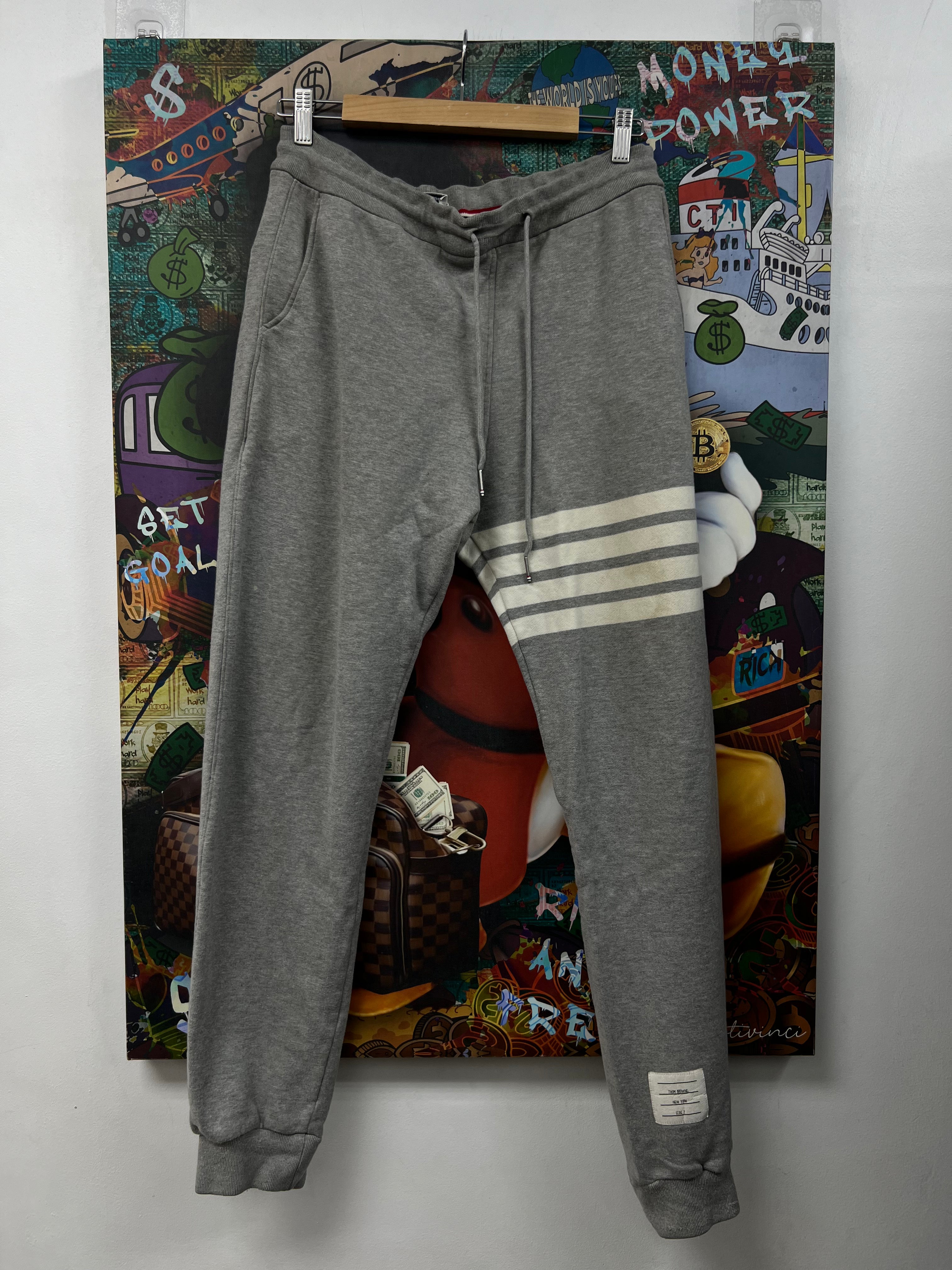 Thom Browne Grey White 4 Bar Sweats