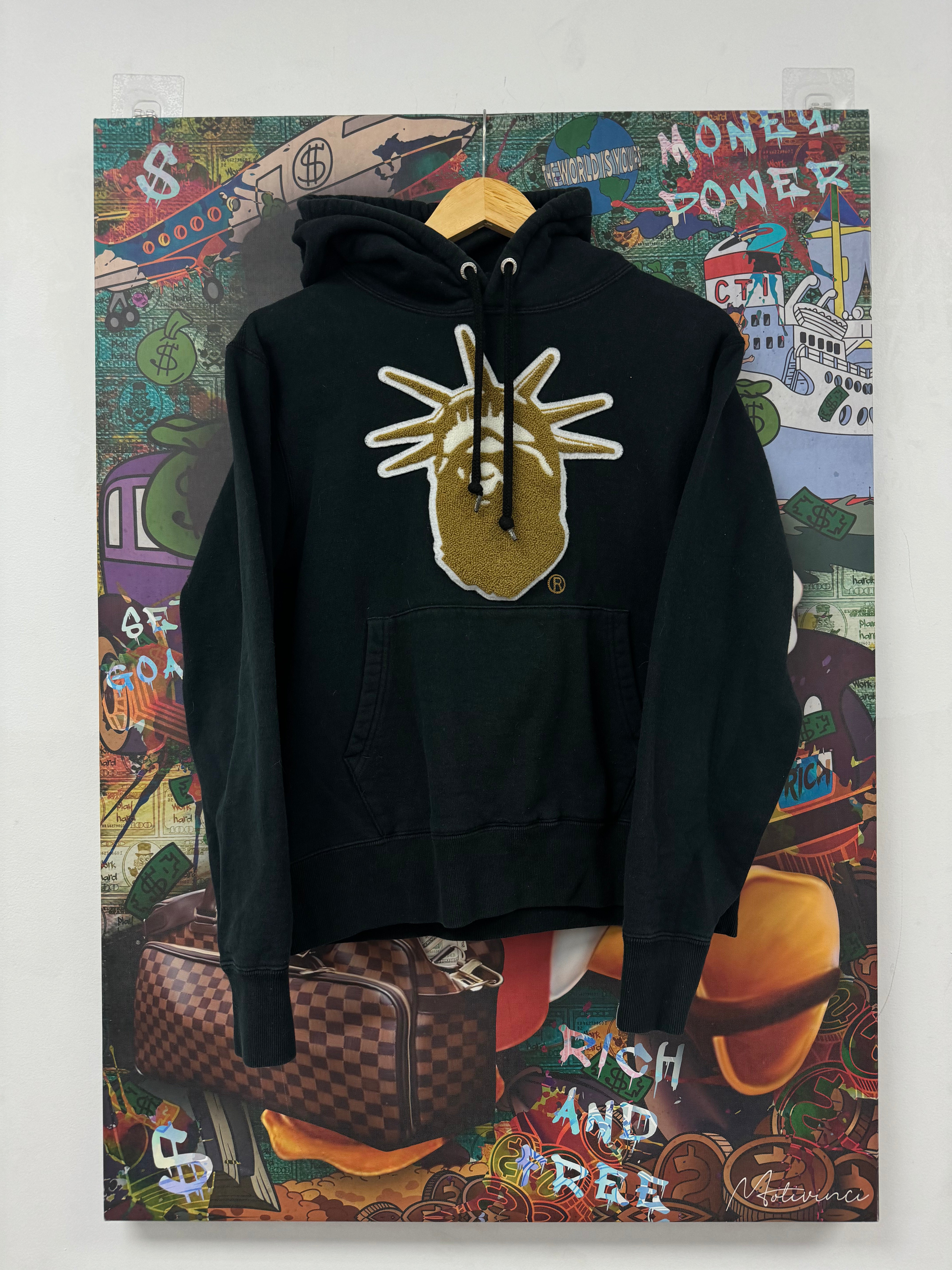 BAPE Madison Hoodie Black Gold Felt Used Small N/A