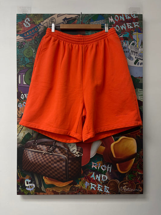 Balenciaga Logo Shorts Orange (Fits a Medium) New Small With Tags
