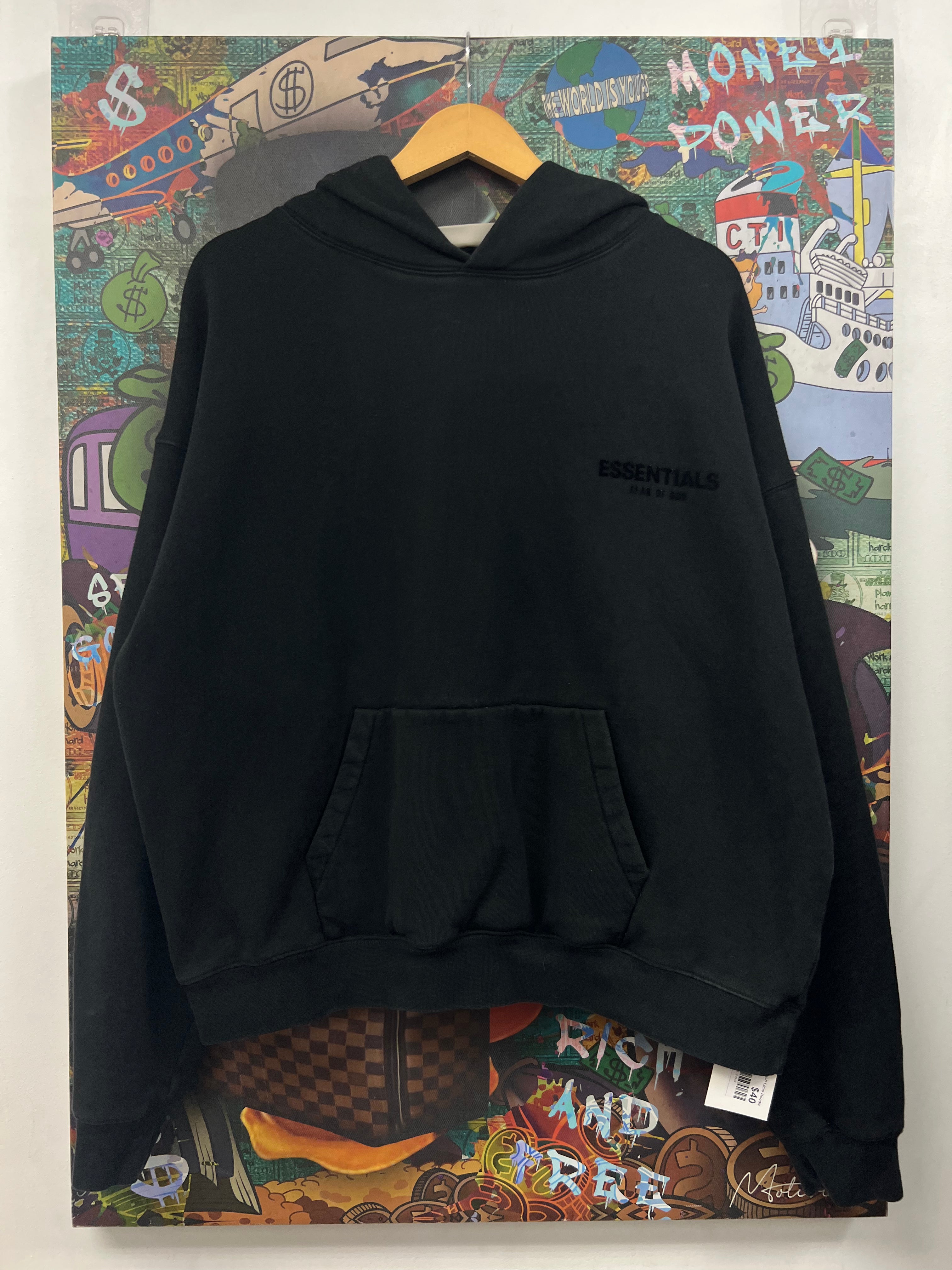 Essentials Black Stretch Limo Hoodie