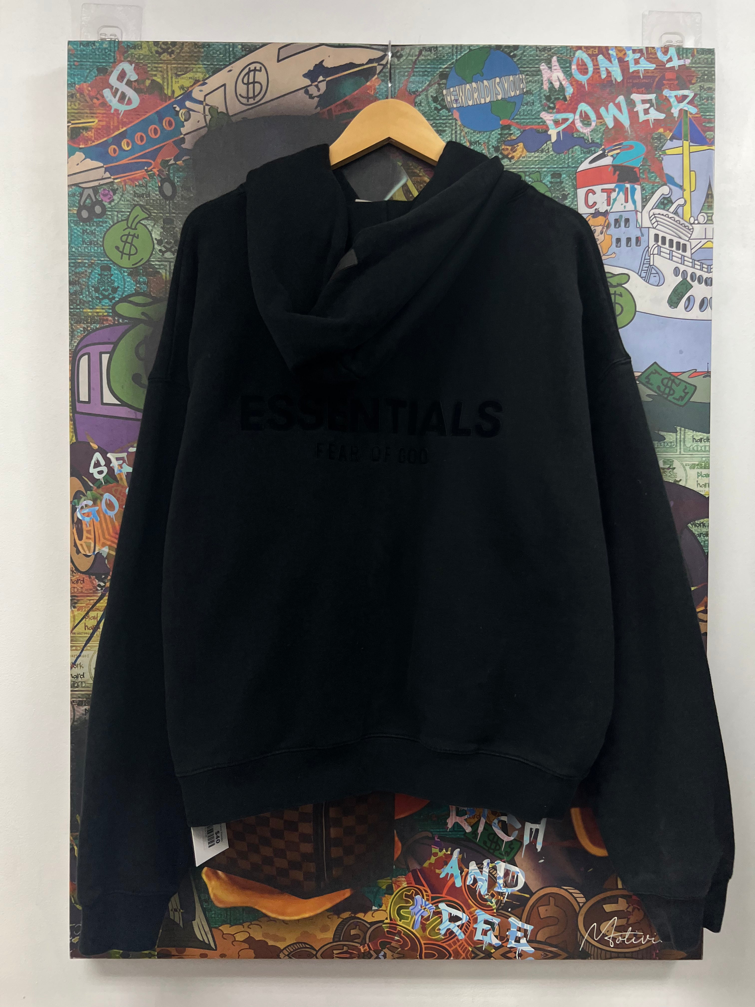 Essentials Black Stretch Limo Hoodie