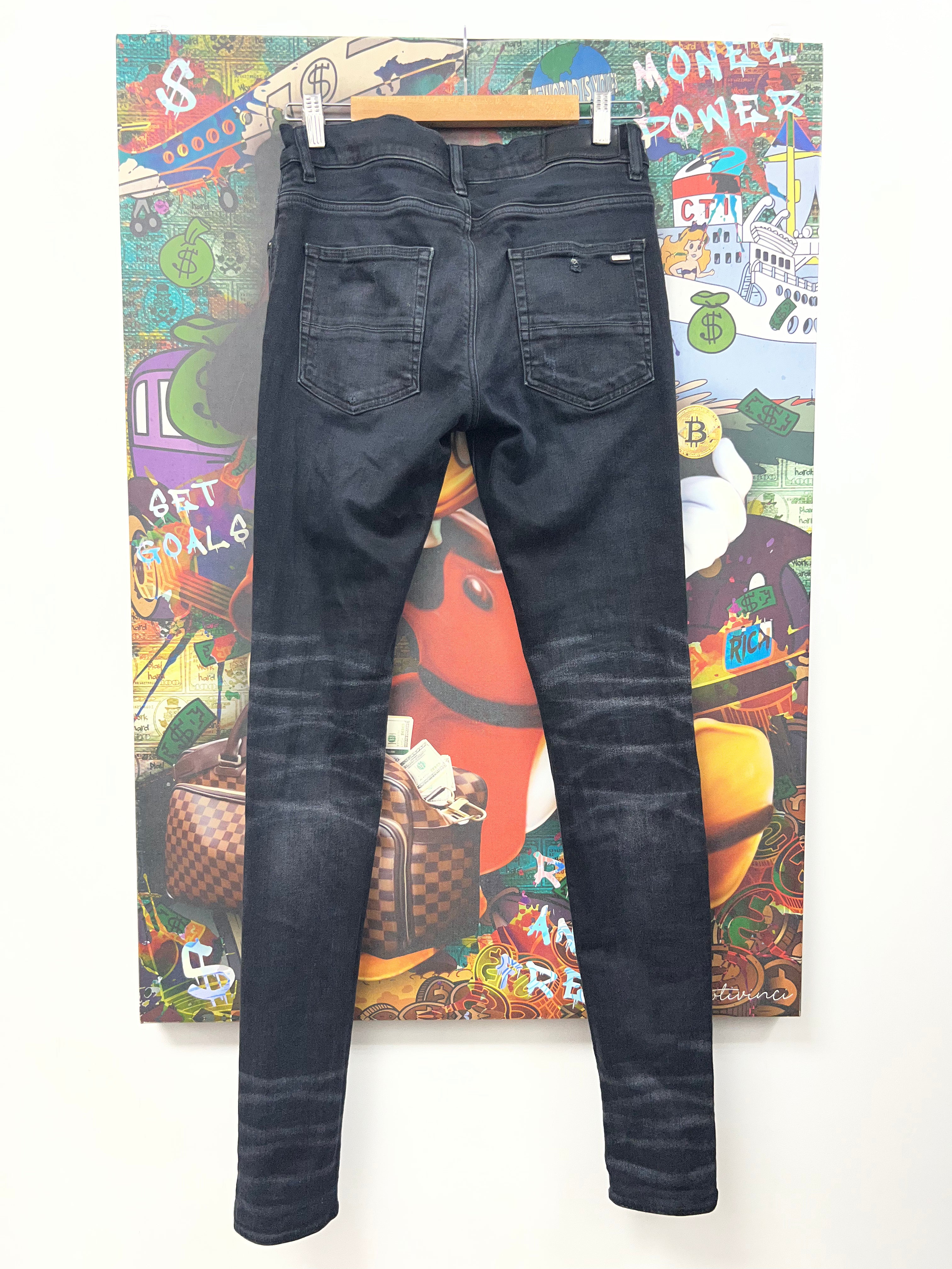Amiri Black Wash Paint Drip Jeans
