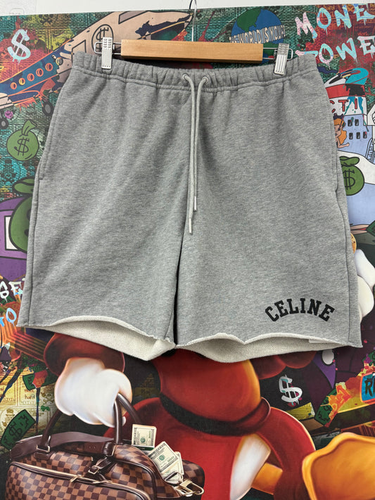 Celine Arch Logo Shorts Grey Black New Medium With Tags