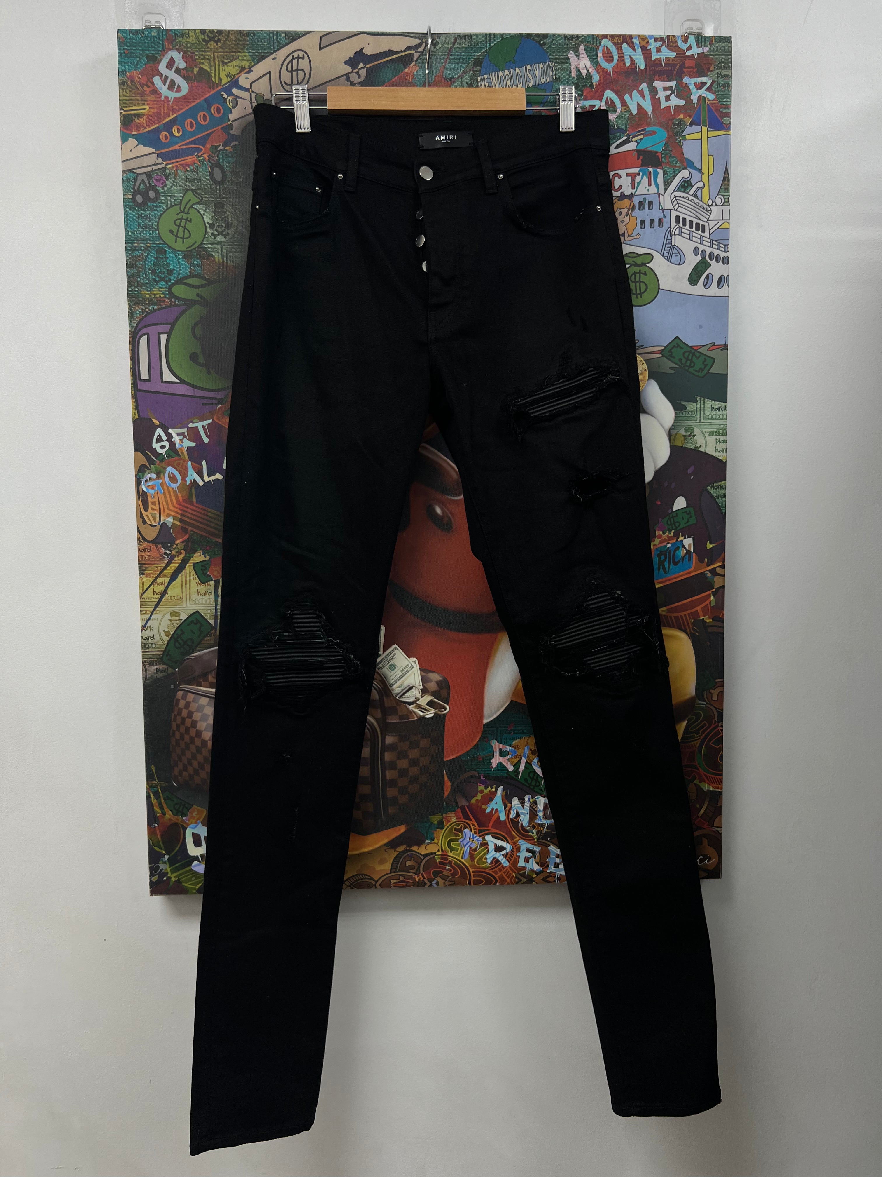 Amiri MX1 Black Black Patch Jeans