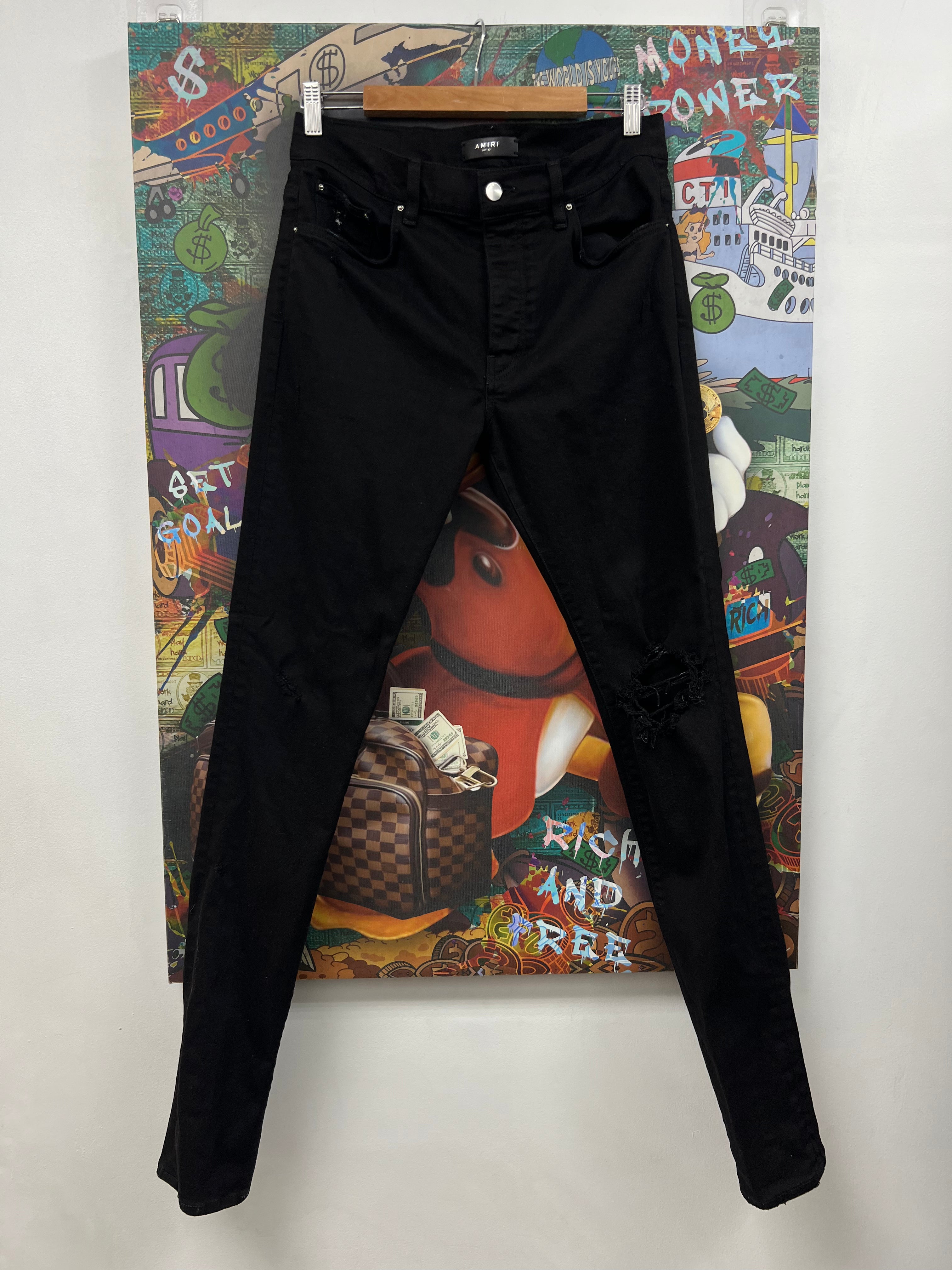 Amiri Black Plain Thrasher Jeans