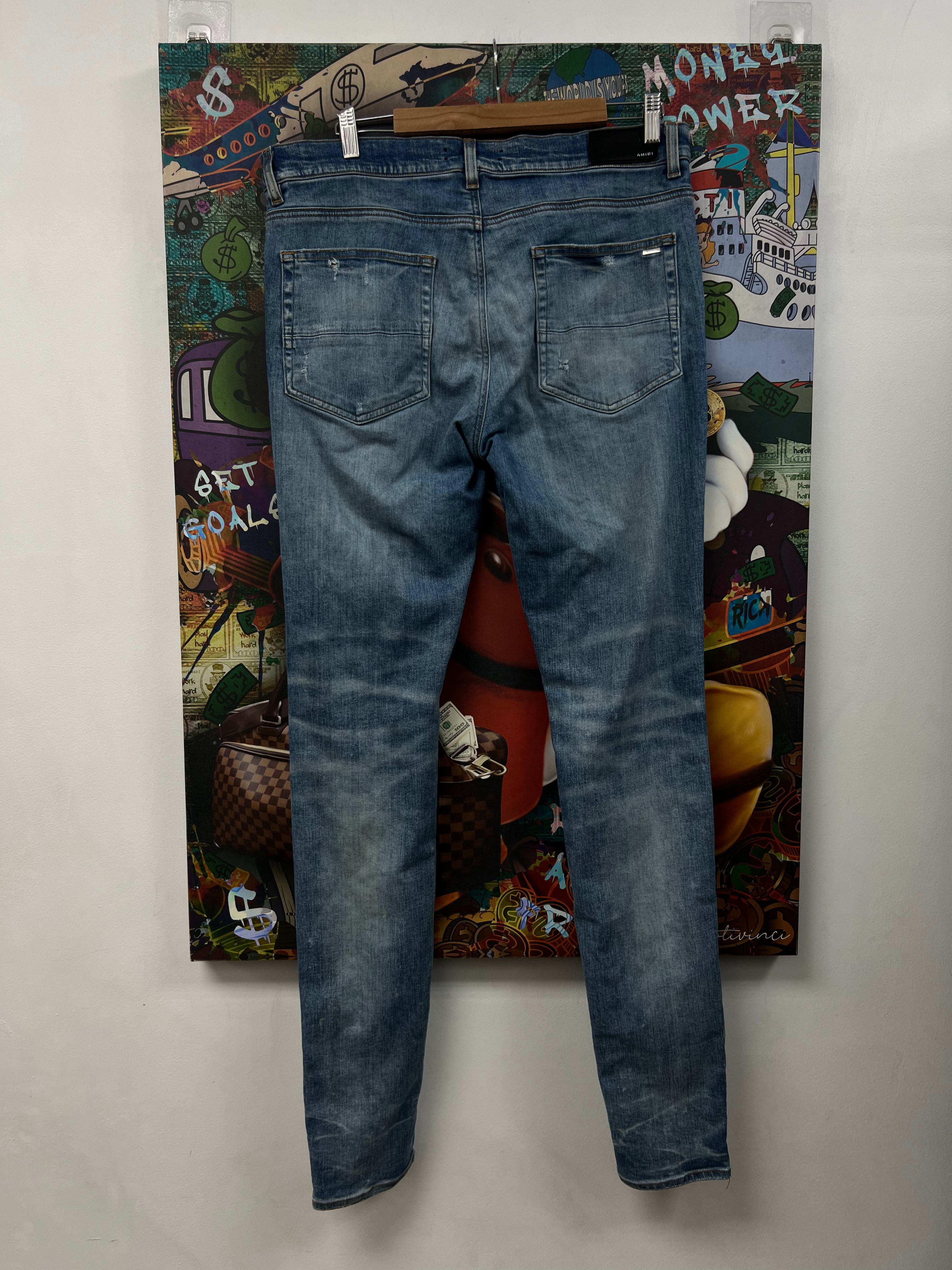 Amiri Black Wash Denim Applique Side Logo Jeans