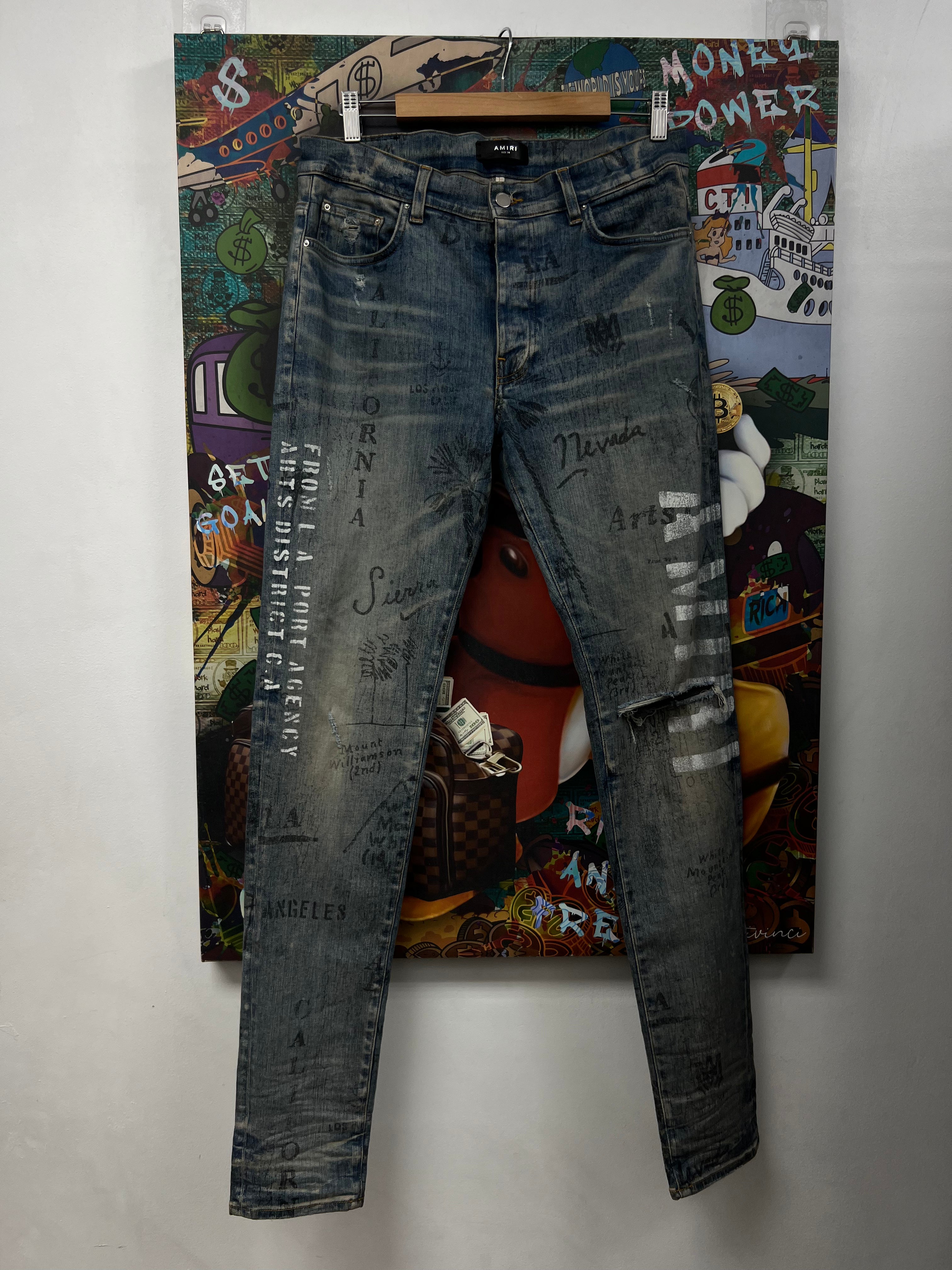 Amiri Light Wash Stencil Jeans