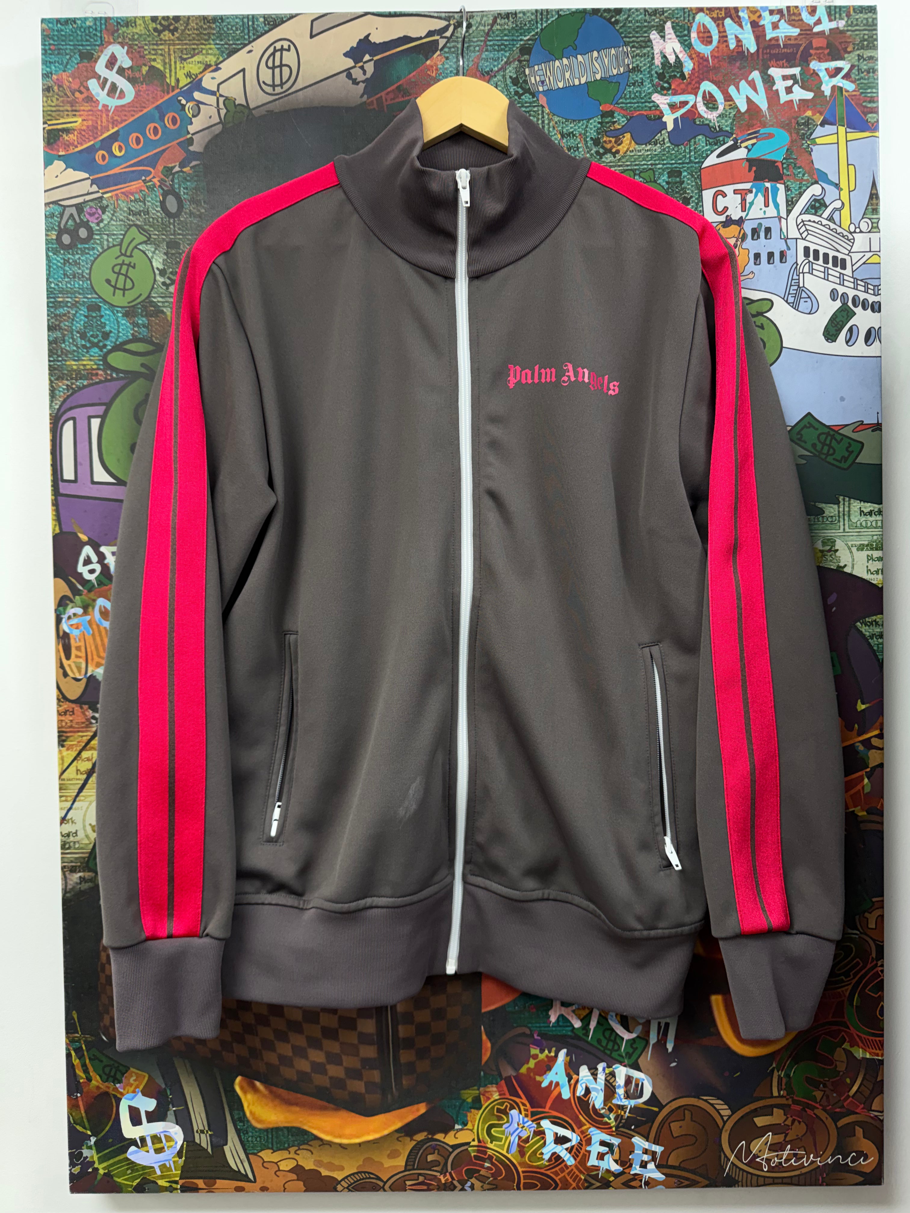Palm Angels Taupe Pink Stripe Hoodie