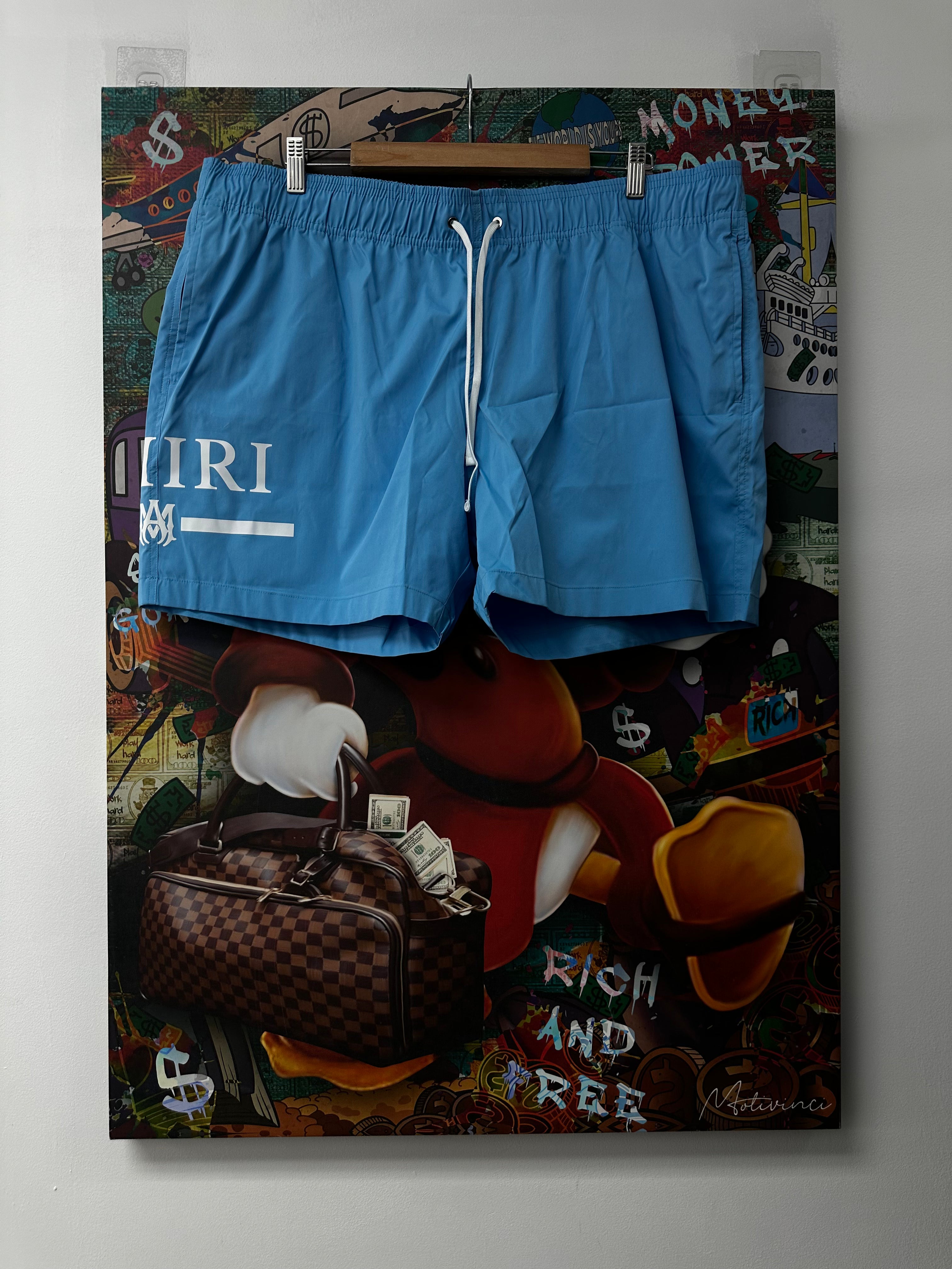 Amiri Baby Blue MA Bar Swim Trunks