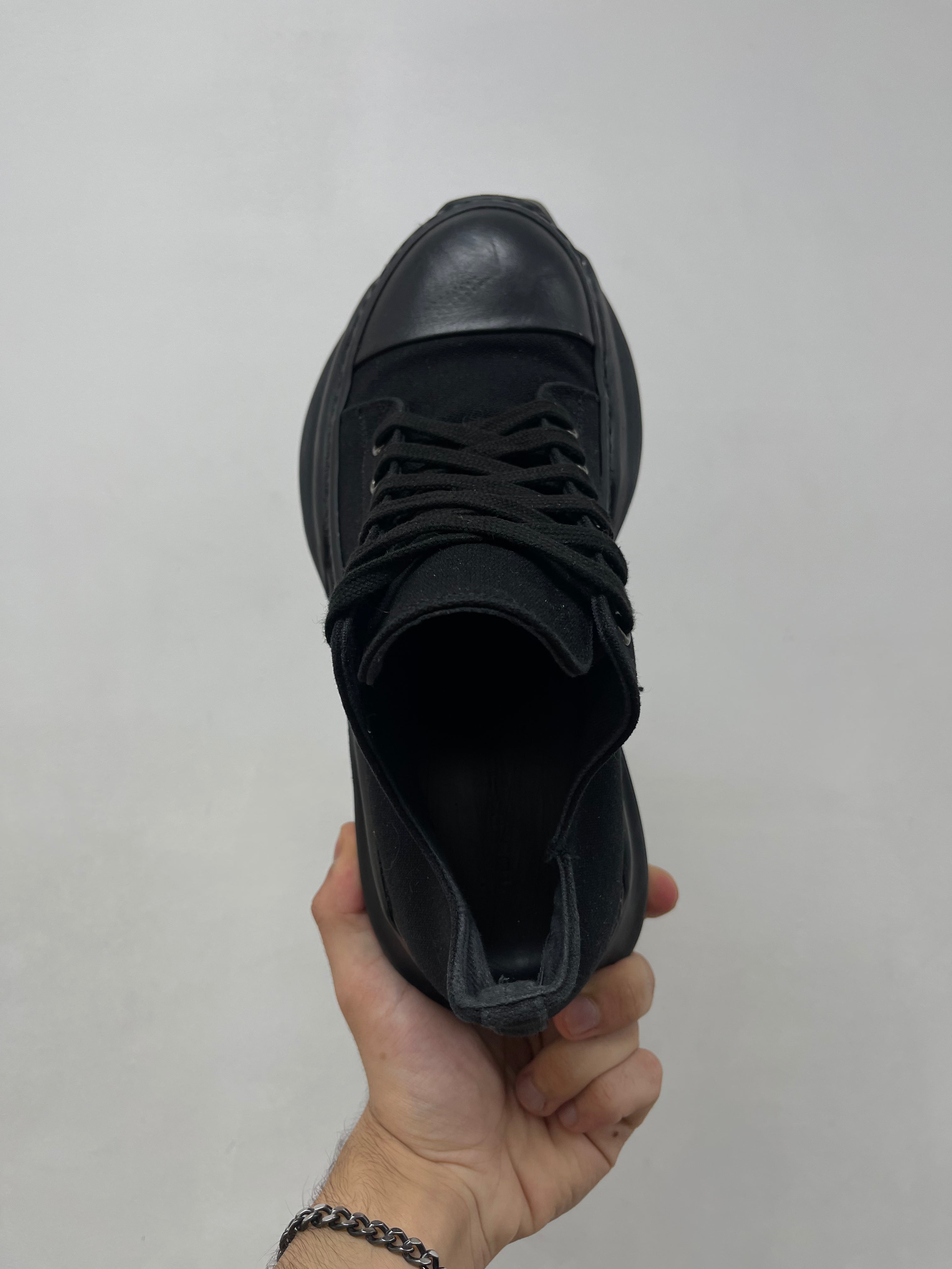 Rick Owens Black Black Abstract Sneakers