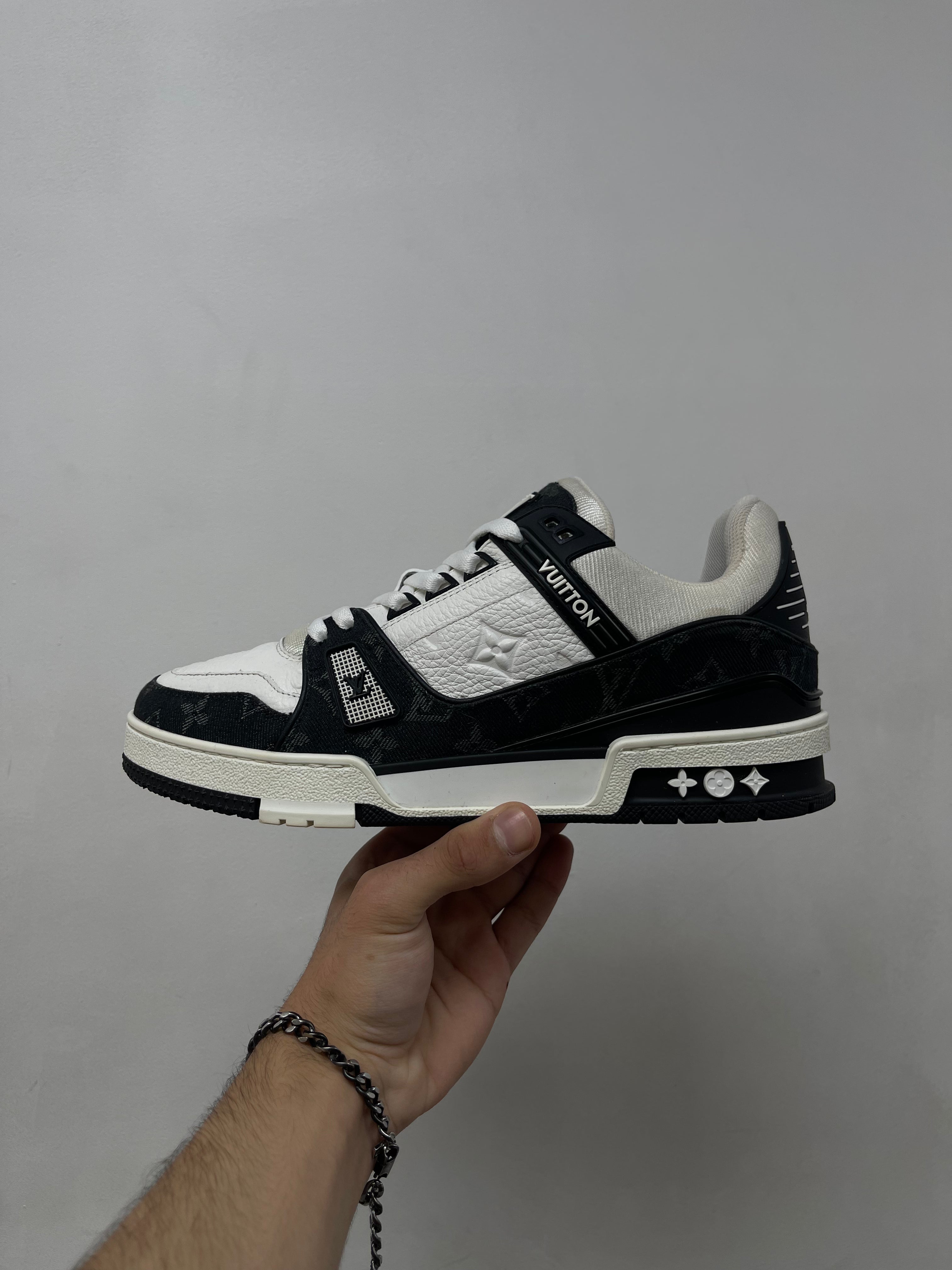 Louis Vuitton Black White Trainer Sneakers