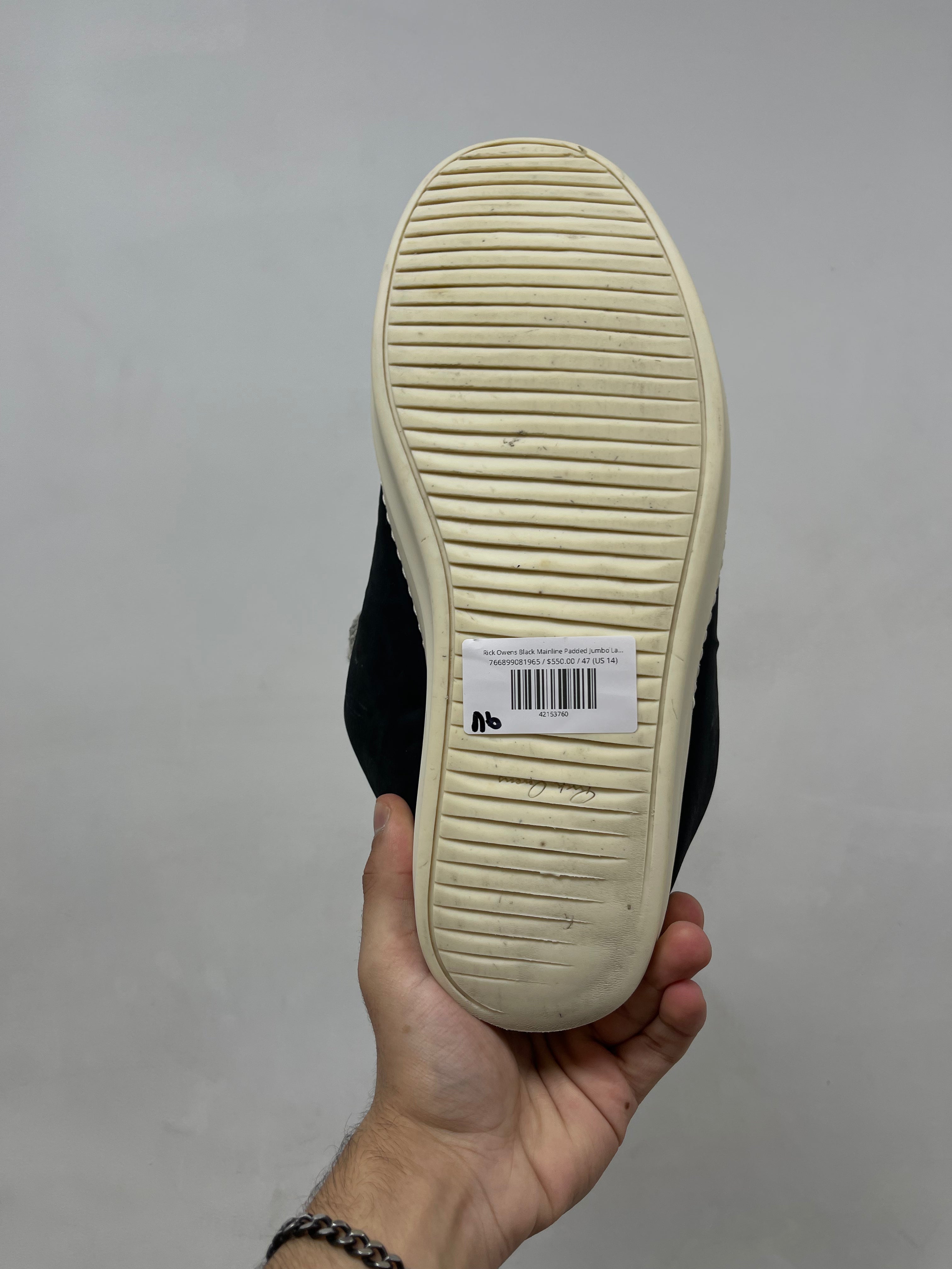 Rick Owens Black Mainline Padded Jumbo Lace Low Sneakers