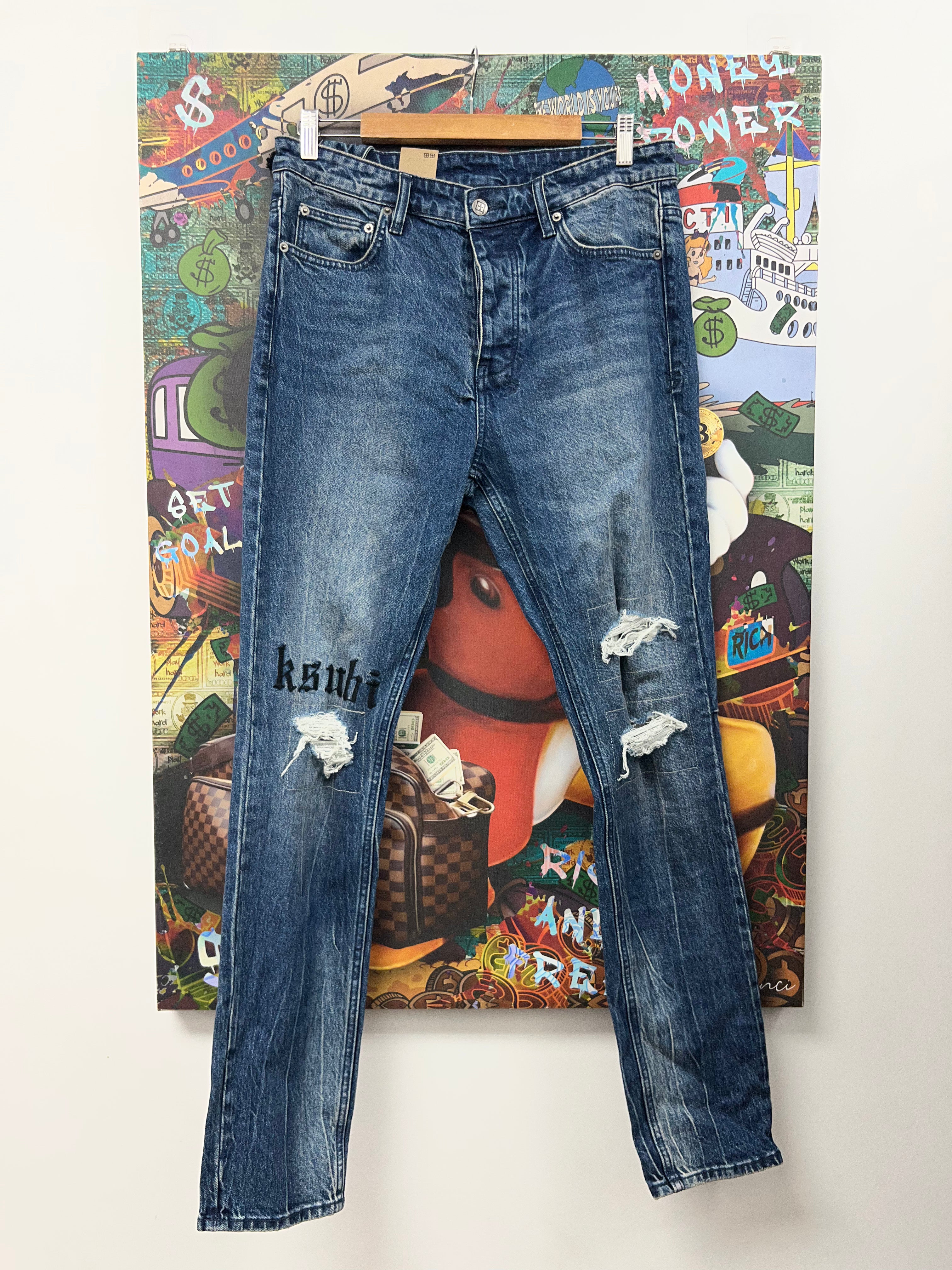 Ksubi Dark Wash Old English Jeans