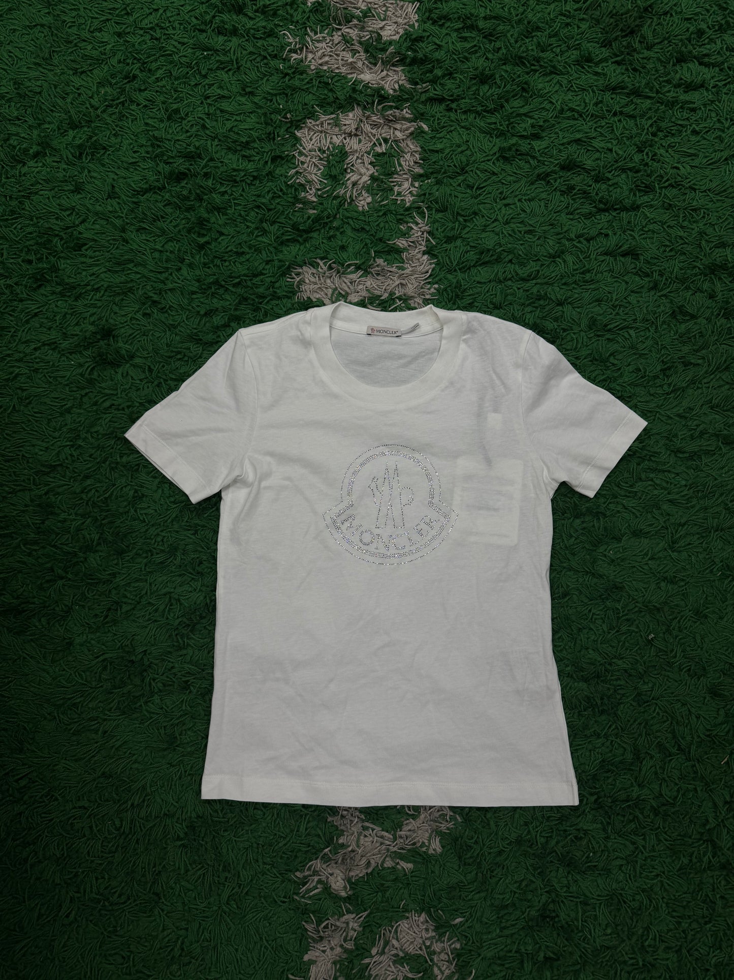 Moncler Tee White Rhinestone New XS With Tags