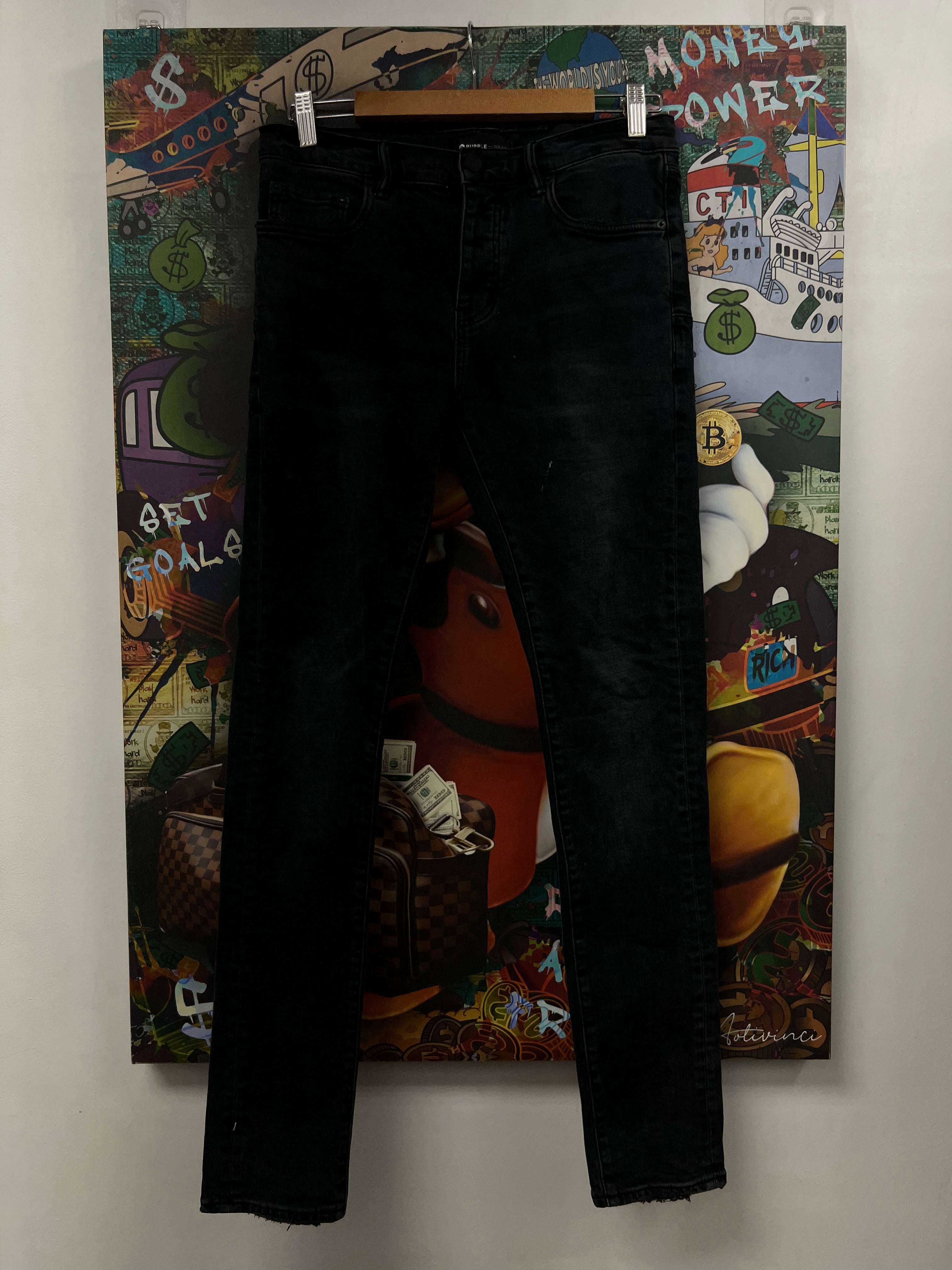 Purple Brand Black Wash Plain Jeans