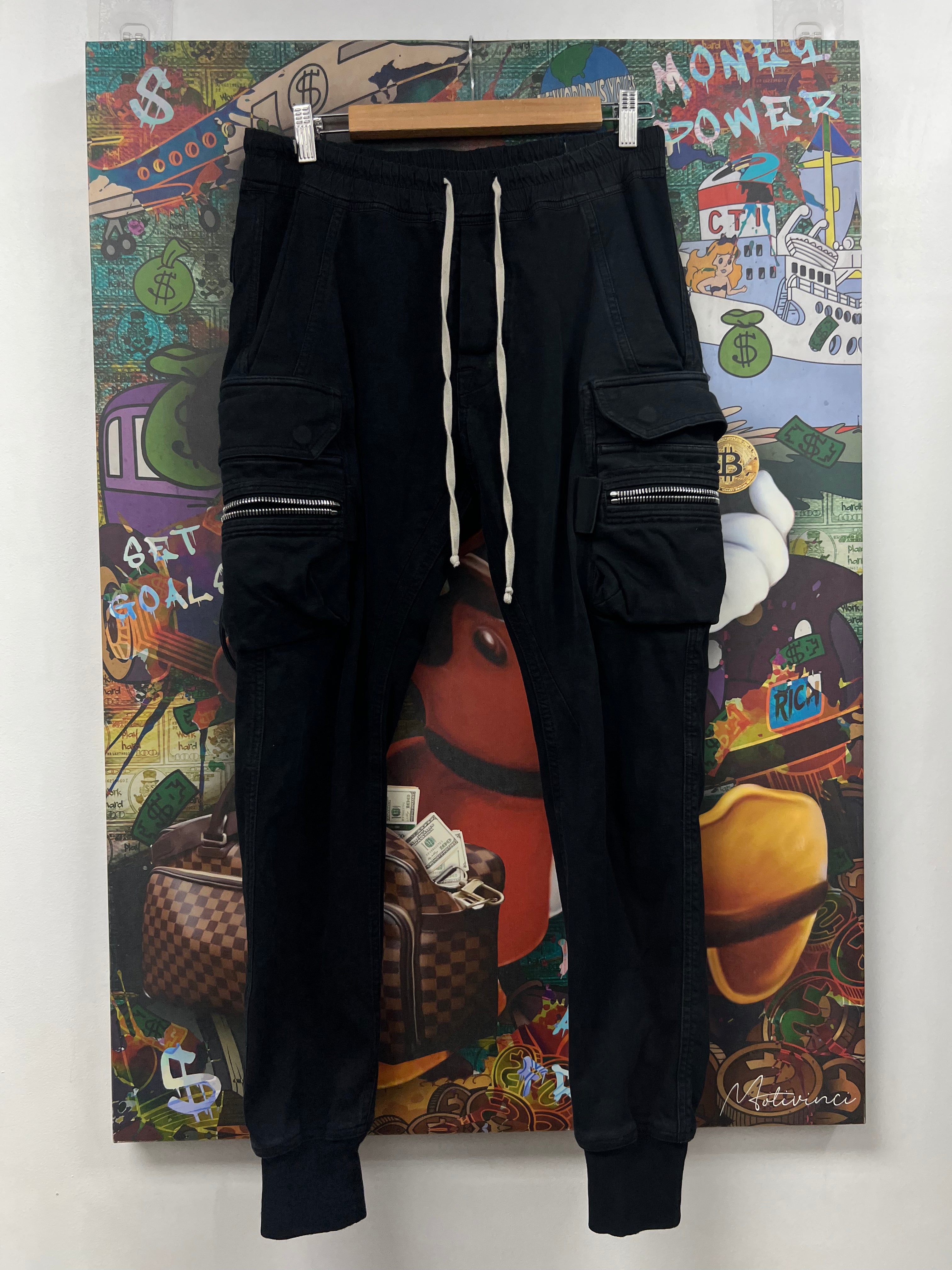 Rick Owens Black Zipper Cargo Sweats