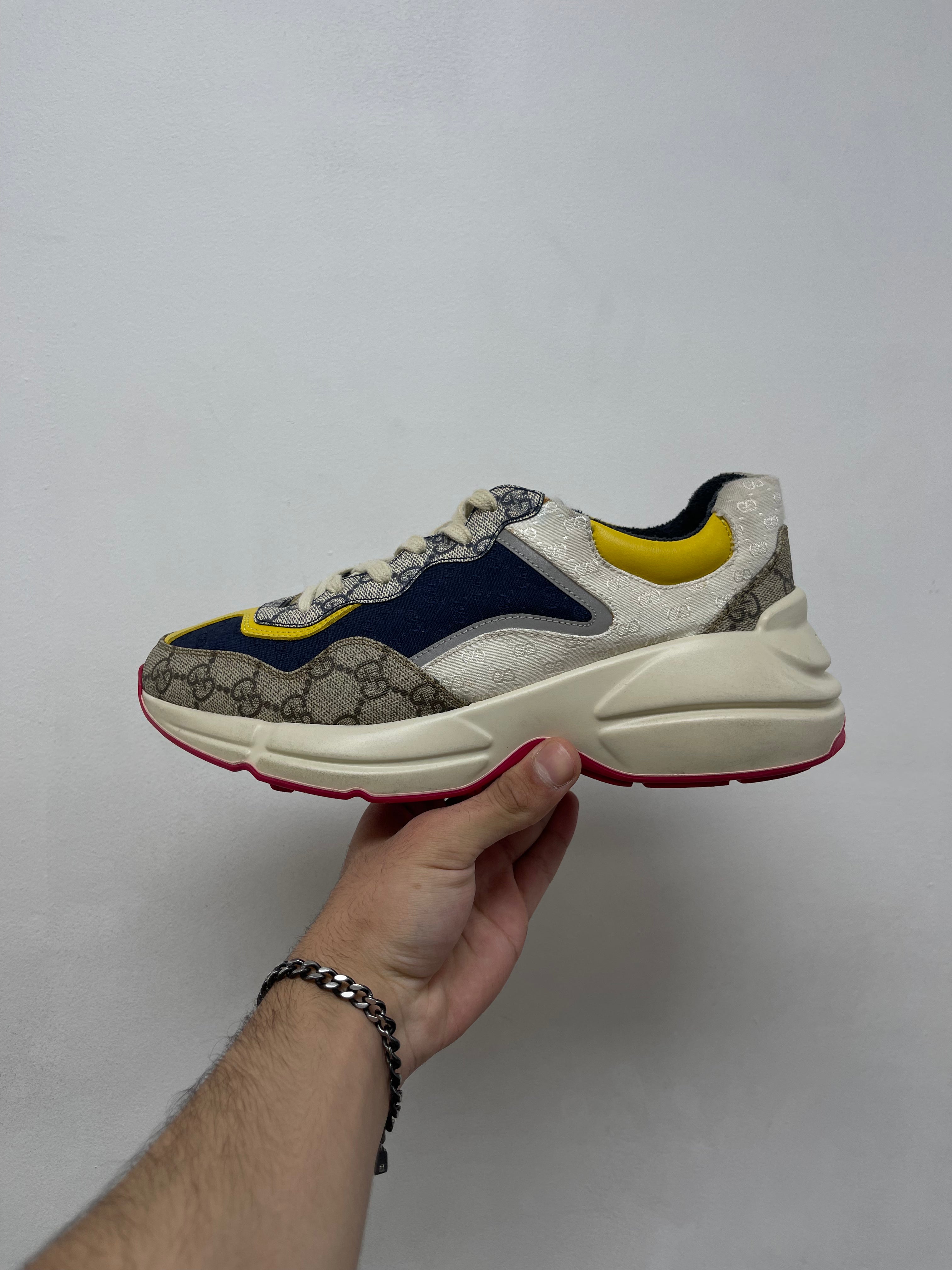 Gucci Cream Multi Canvas Rython Sneakers
