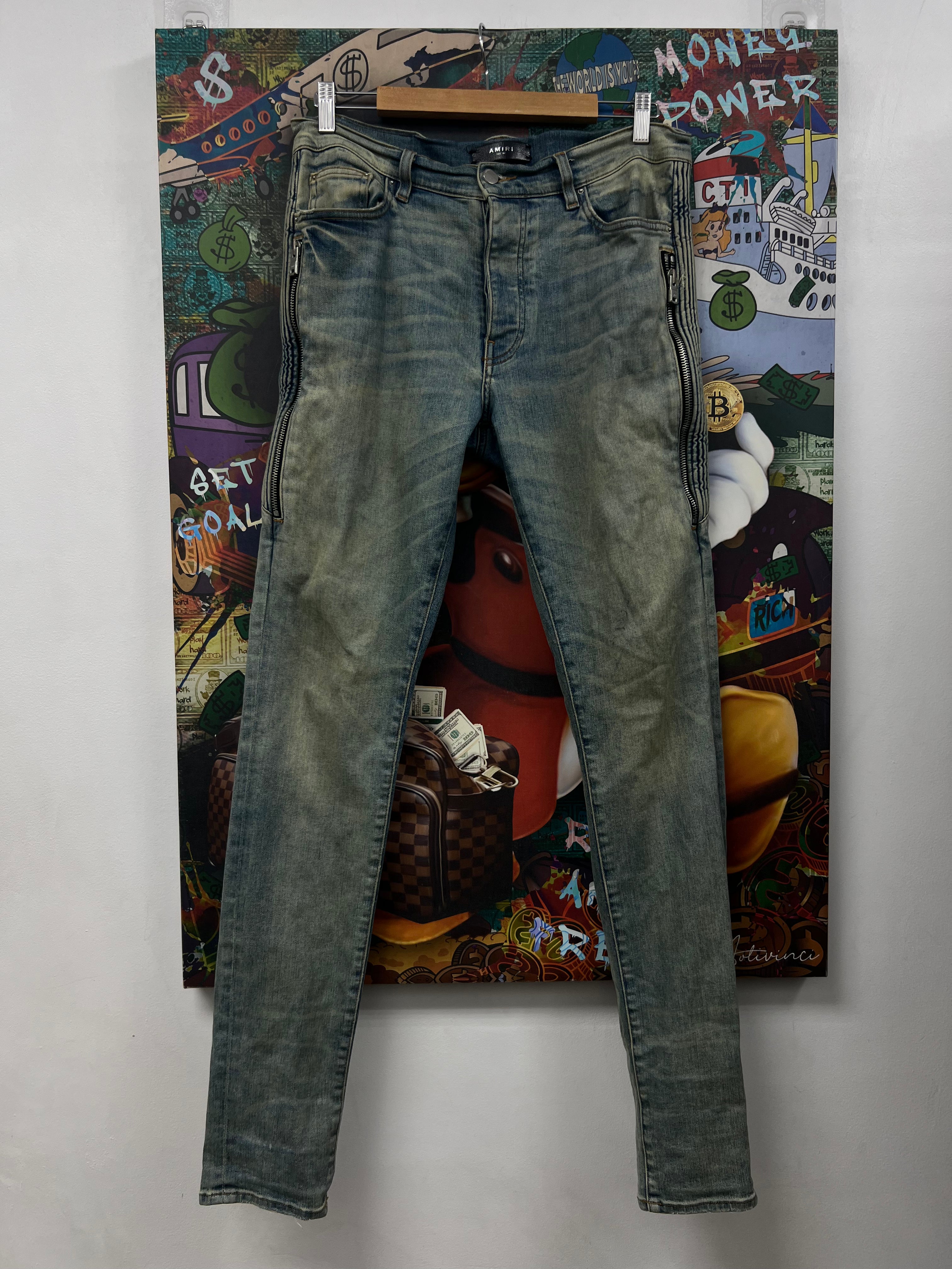 Amiri Vintage Wash Zipper Jeans