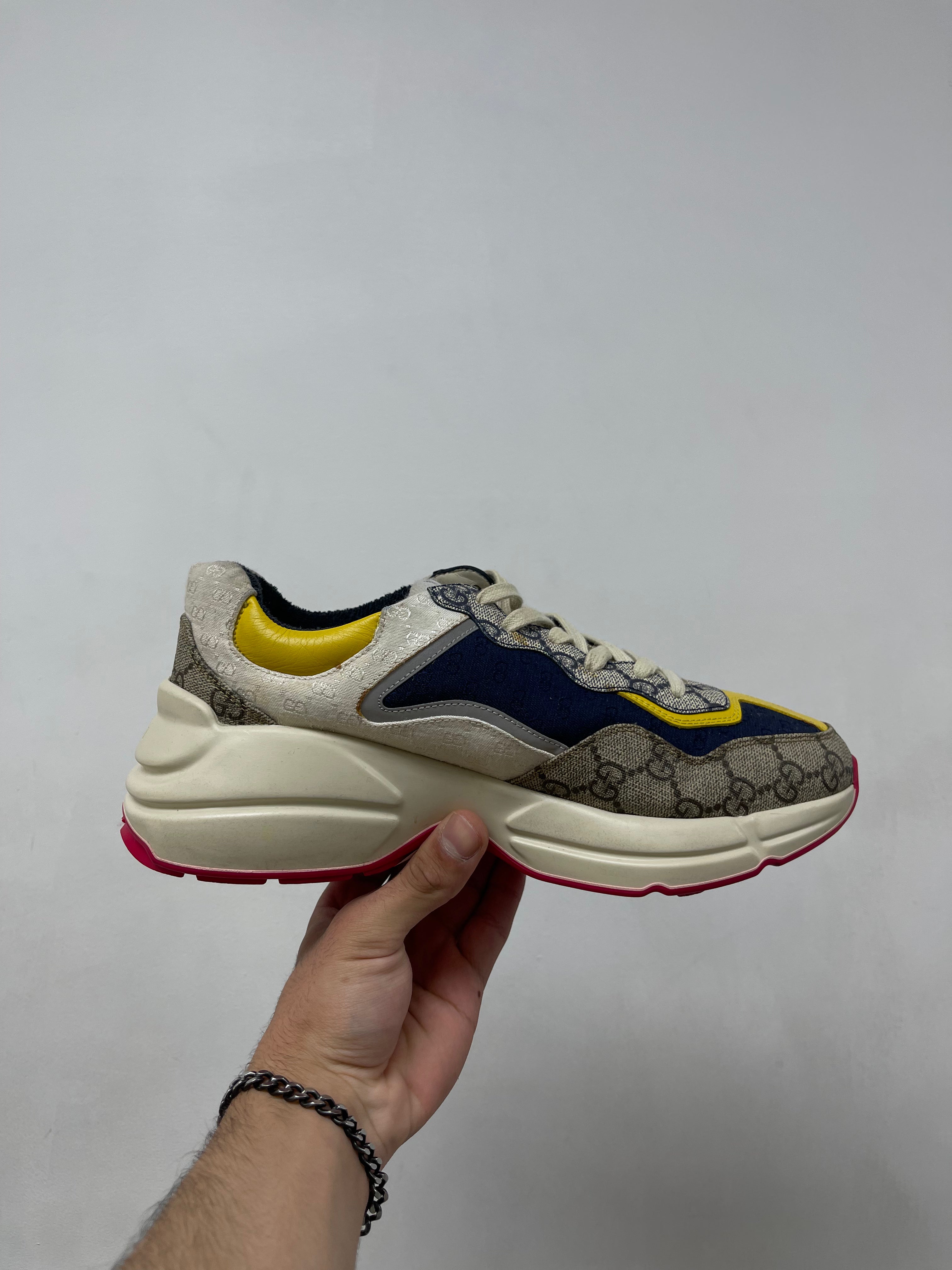 Gucci Cream Multi Canvas Rython Sneakers