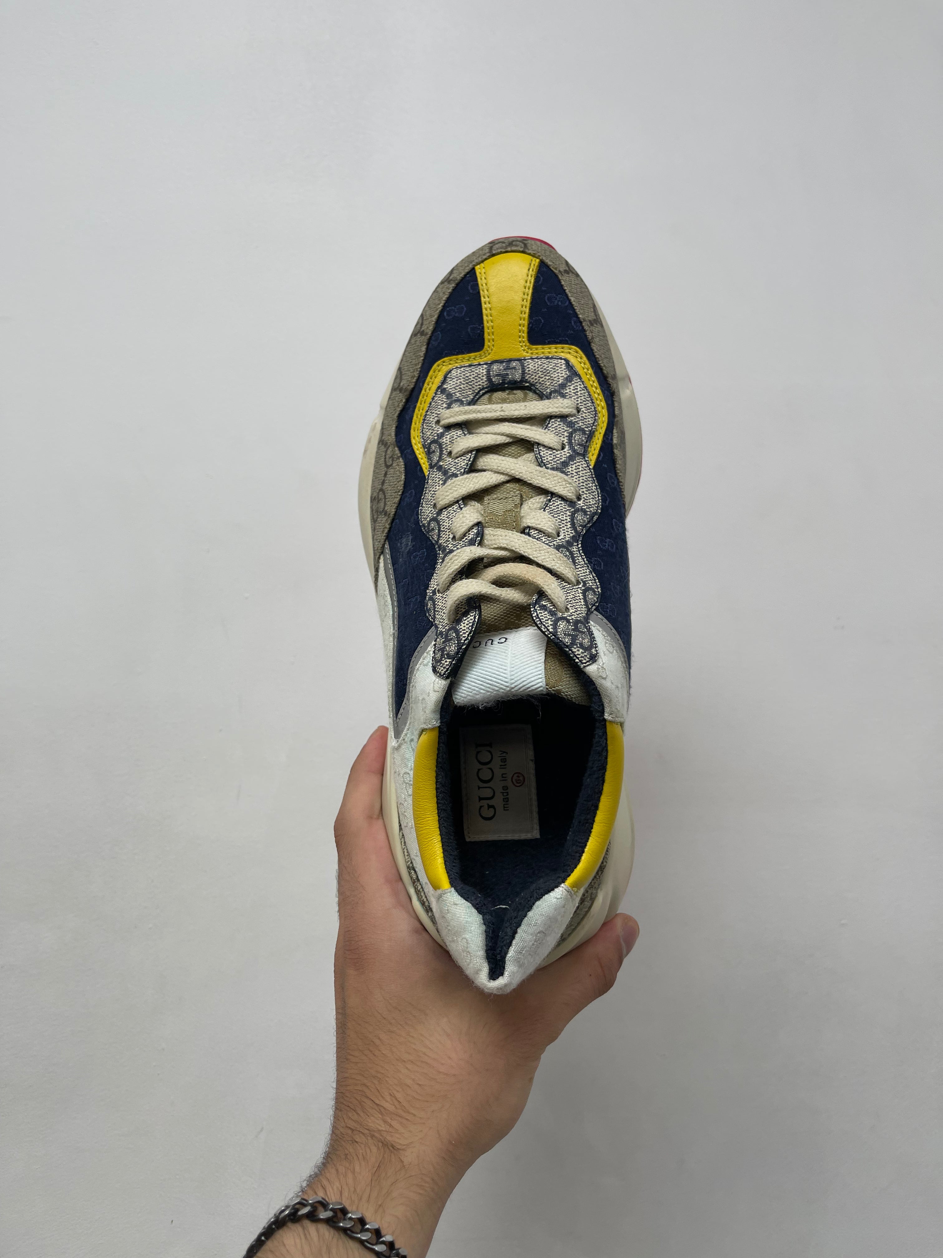 Gucci Navy Yellow Monogram Rython Sneakers
