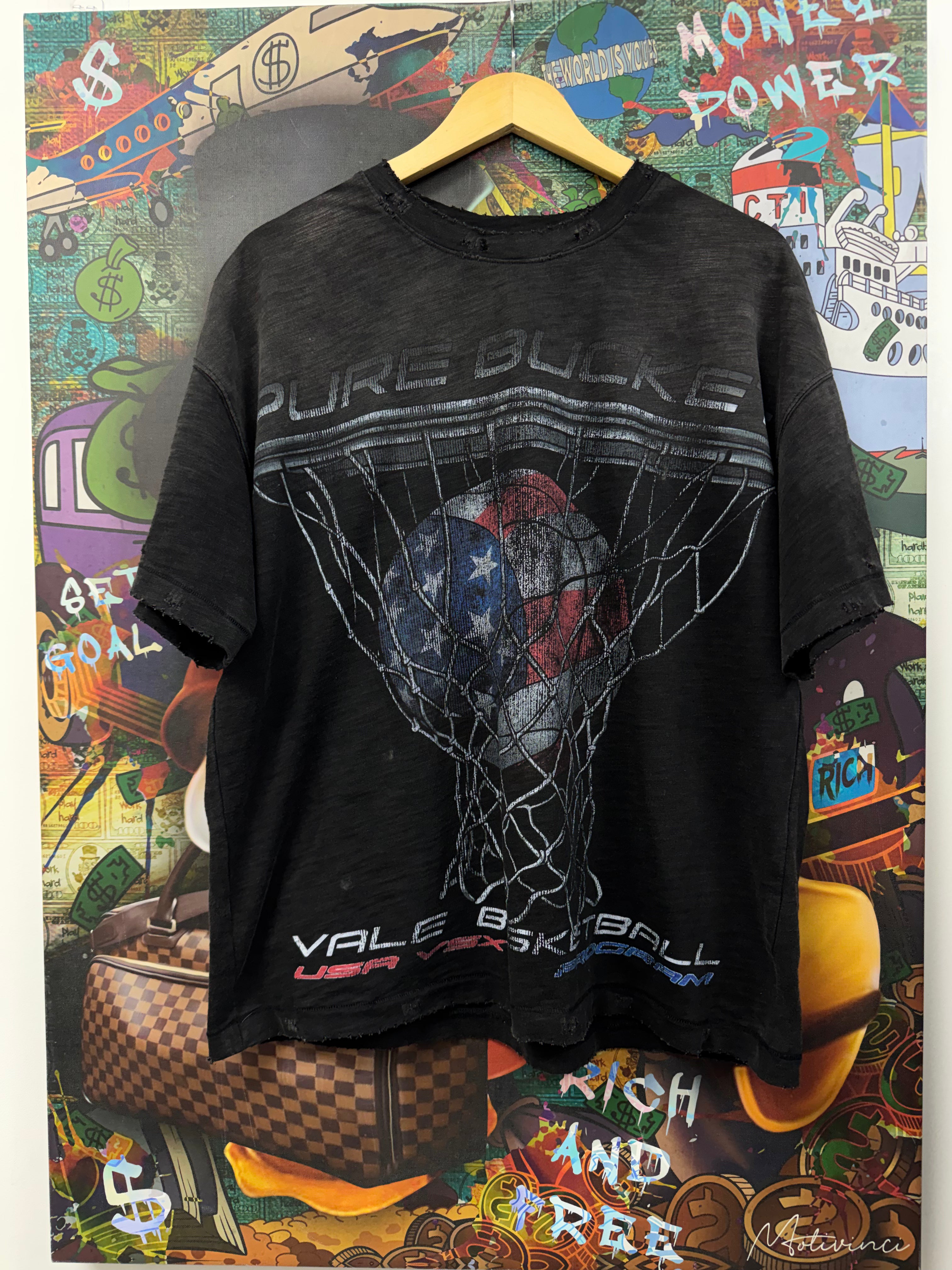 Vale Black Distressed Pure Bucket Tee