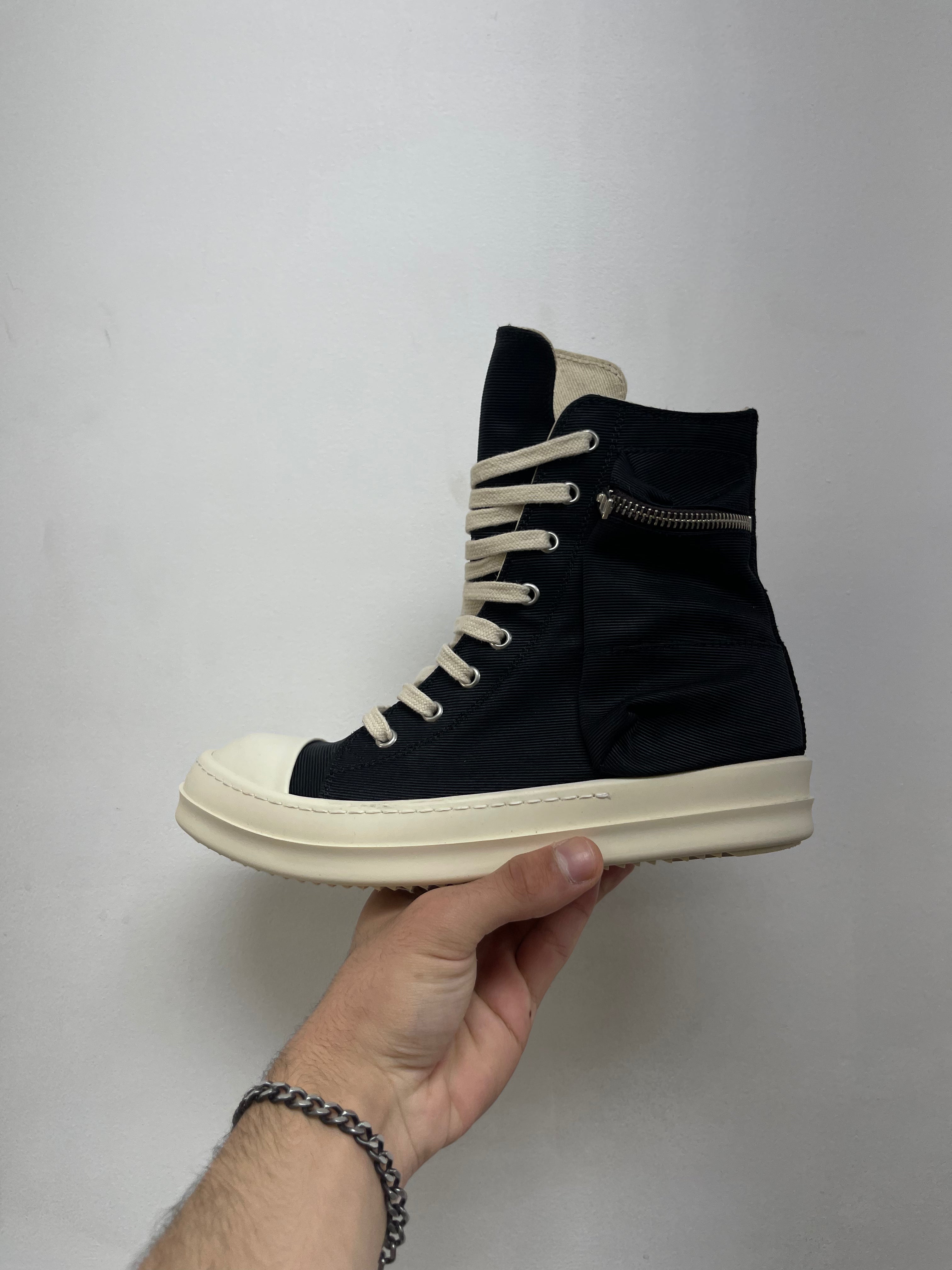 Rick Owens Black Cargo Nylon Ramone High Sneakers