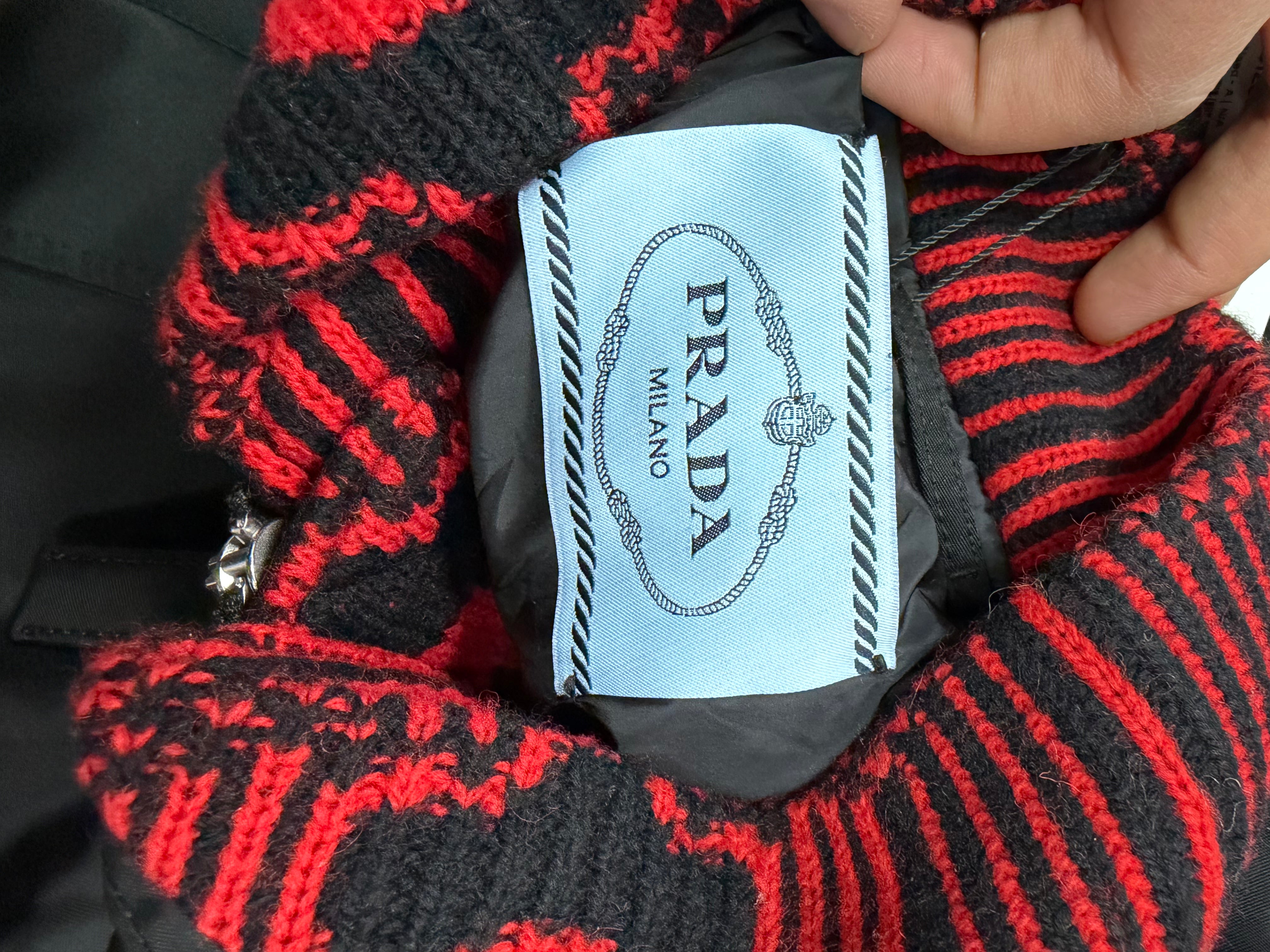 Prada Raf Simmons Black Red Nylon Bomber Jacket